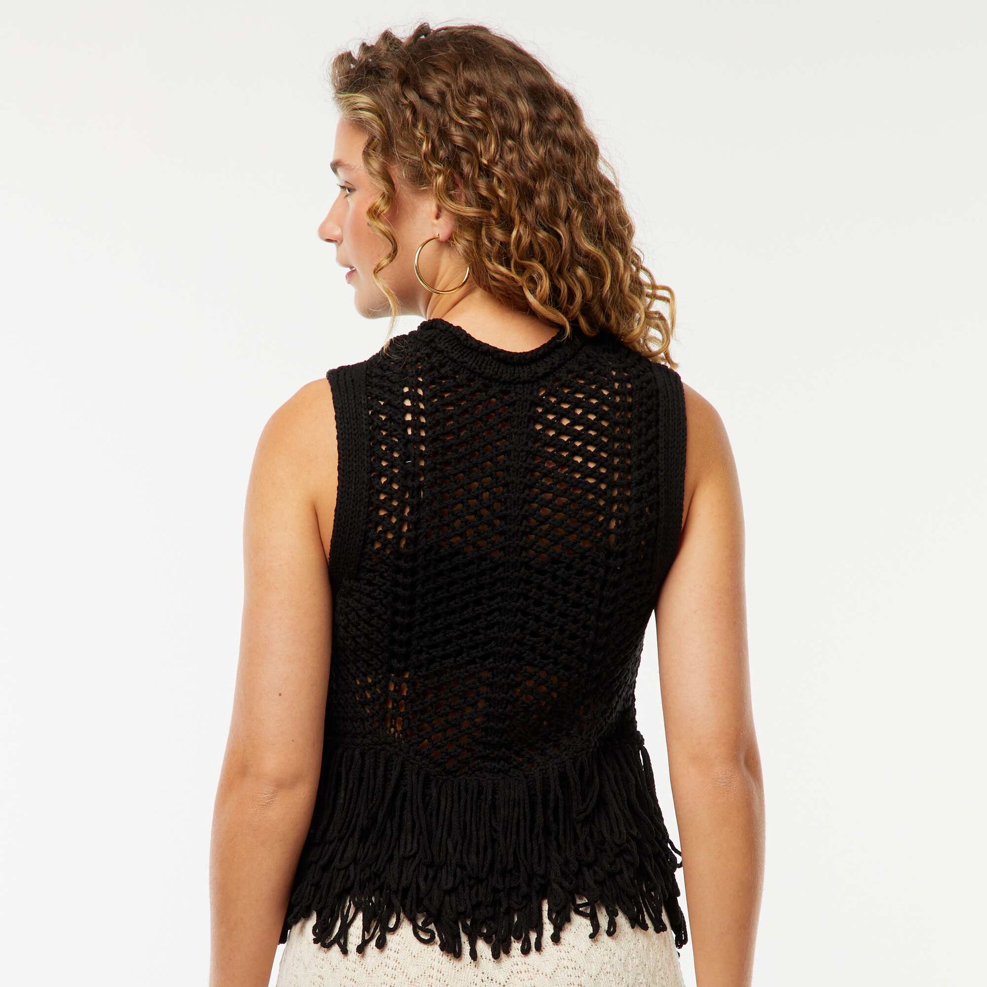 Pull sans manches à franges NOIR