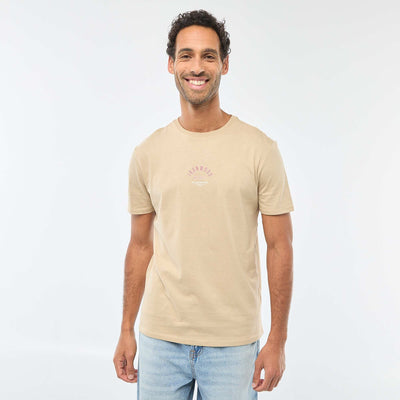 T-shirt à col rond et manches courtes imprimé BEIGE