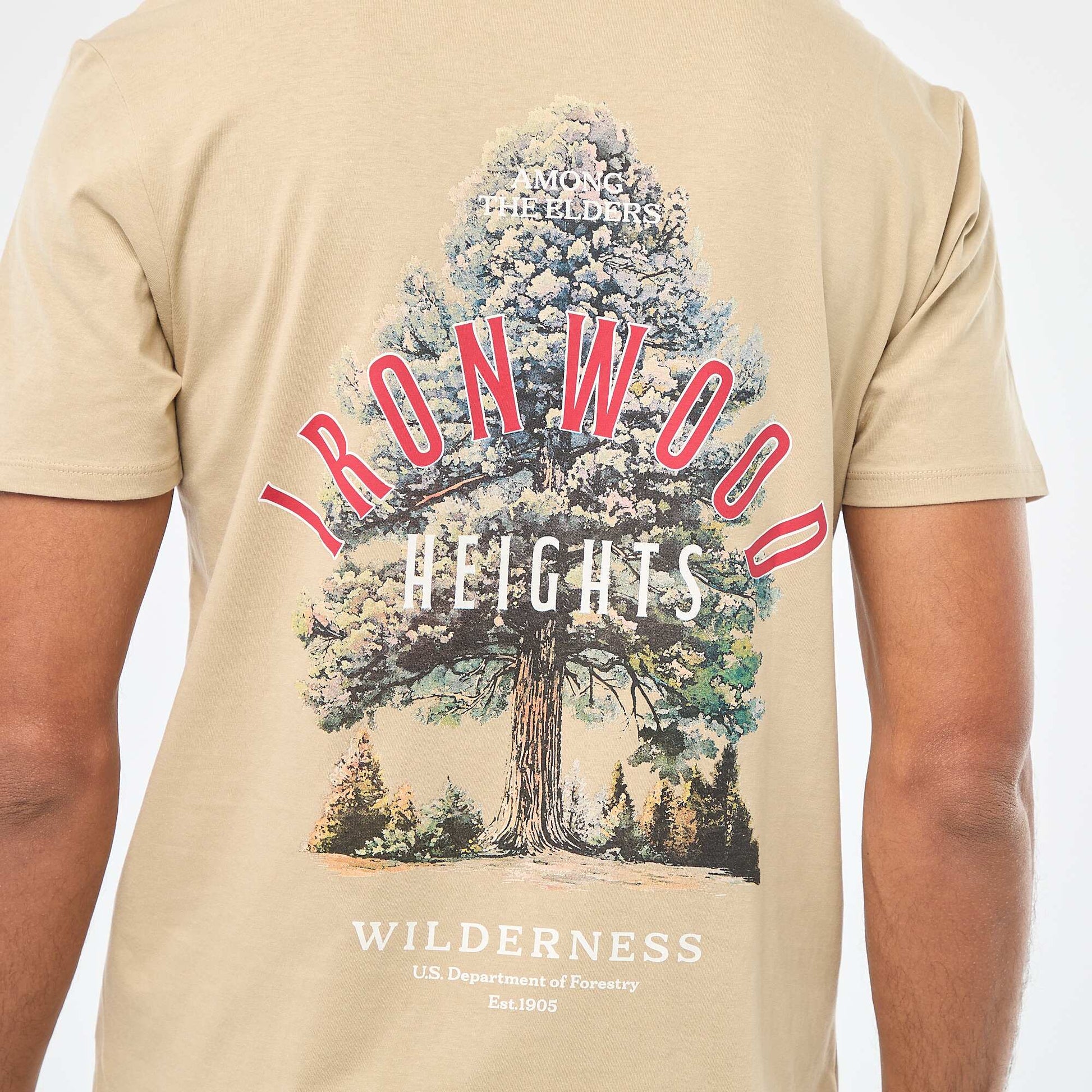T-shirt à col rond et manches courtes imprimé BEIGE