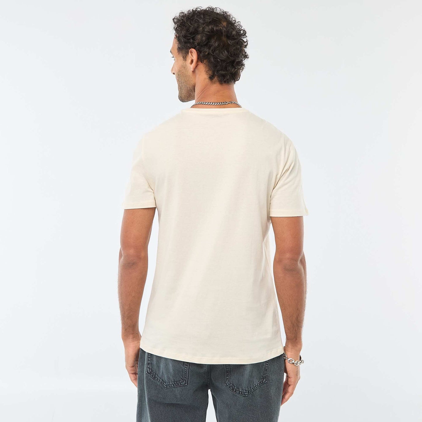 T-shirt à col rond et manches courtes imprimé BLANC
