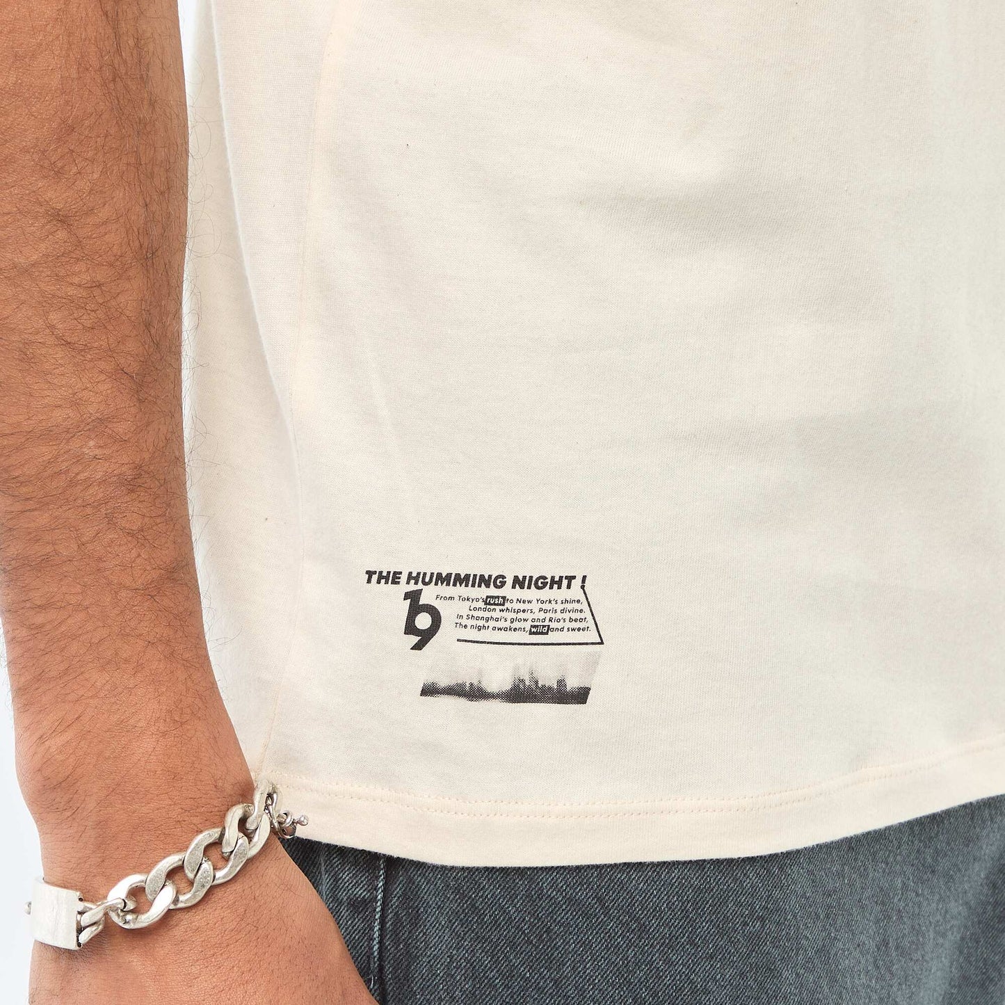 T-shirt à col rond et manches courtes imprimé BLANC