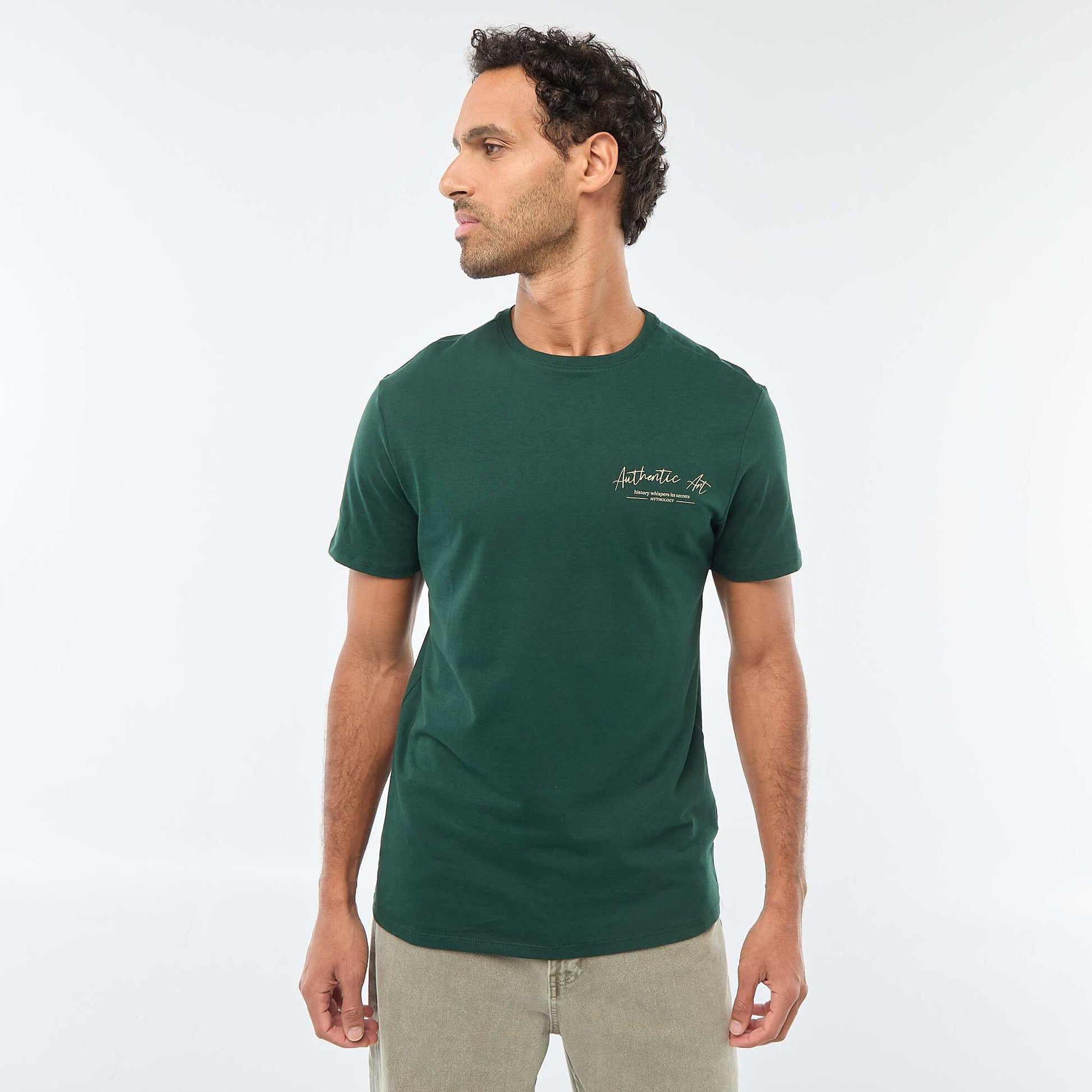 T-shirt à col rond et manches courtes imprimé VERT