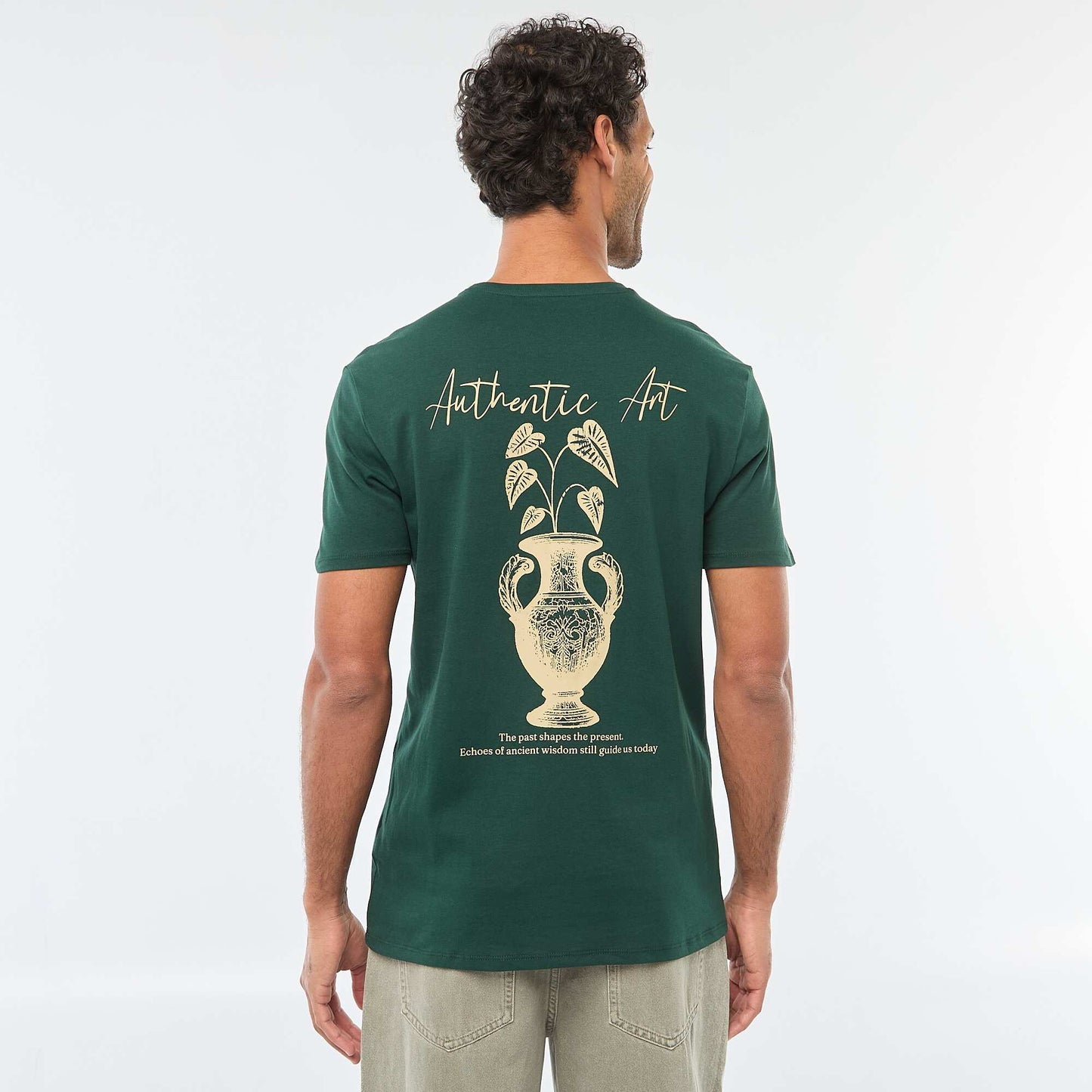 T-shirt à col rond et manches courtes imprimé VERT