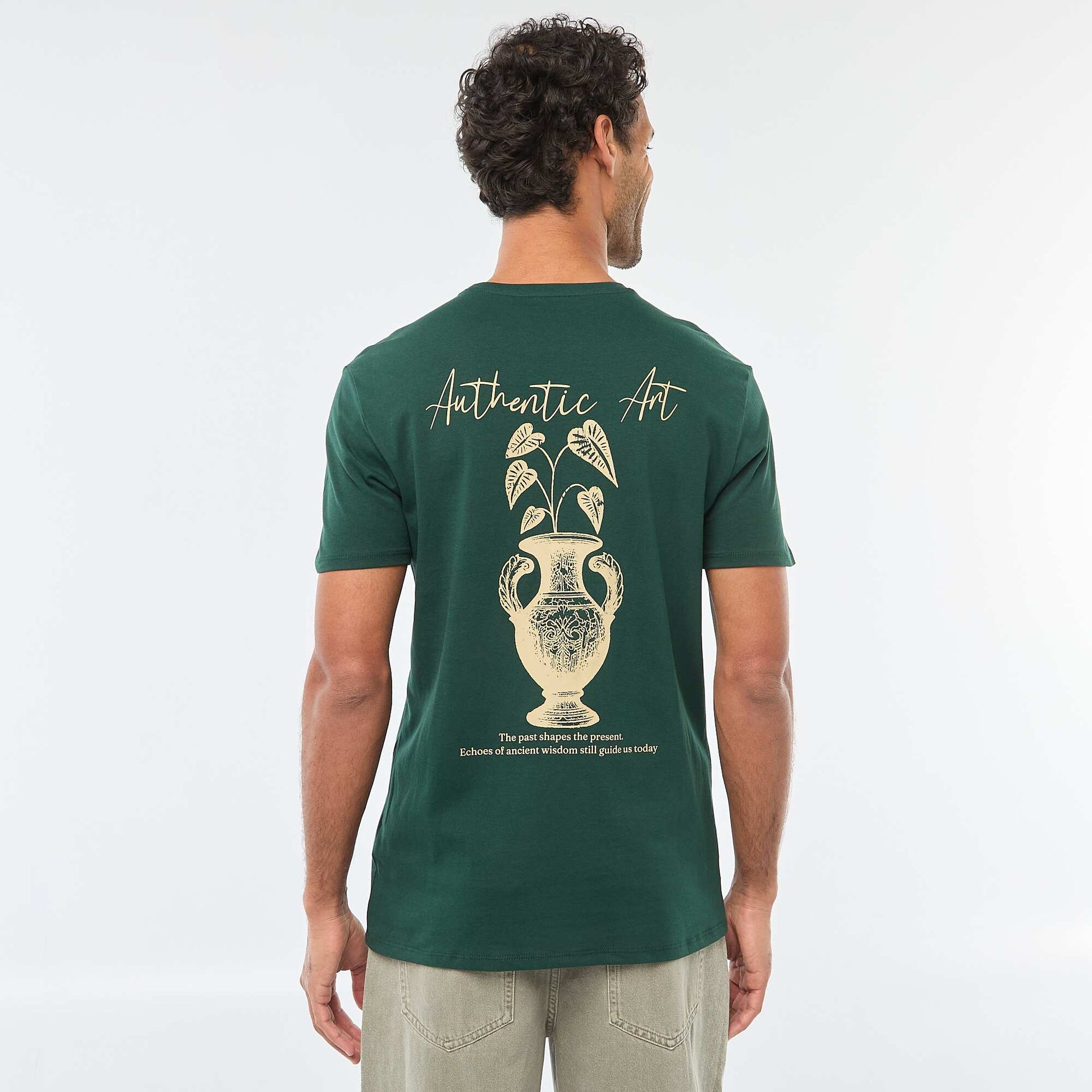 T-shirt à col rond et manches courtes imprimé VERT
