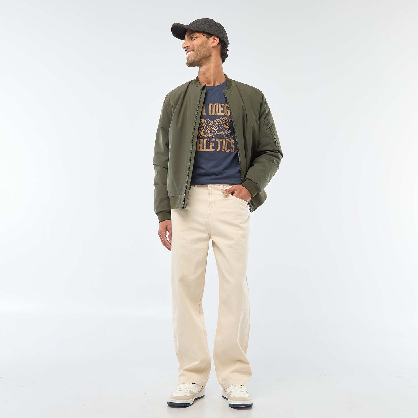 T-shirt à col rond et manches courtes imprimé BLEU