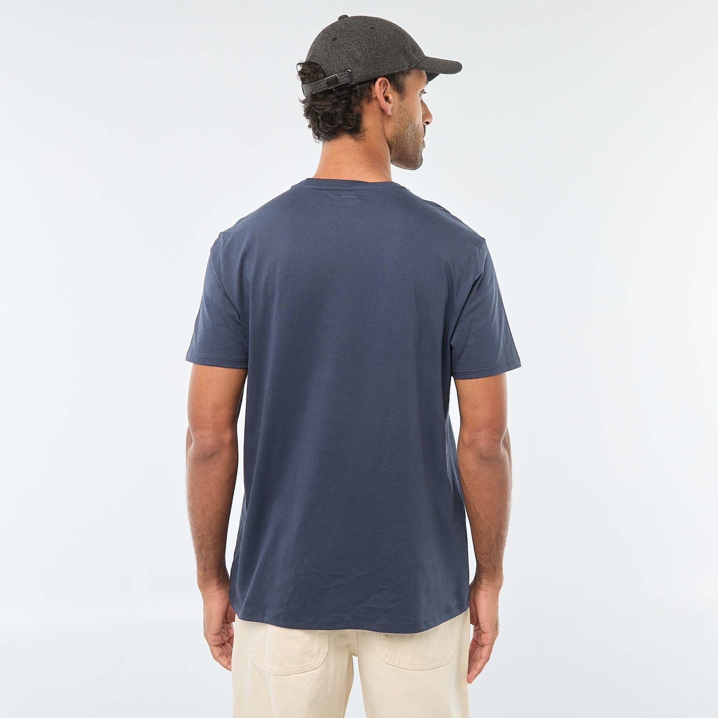 T-shirt à col rond et manches courtes imprimé BLEU