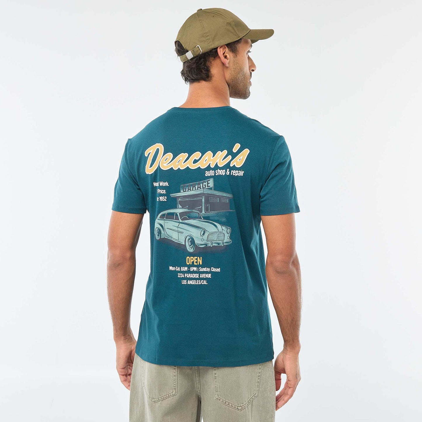 T-shirt à col rond et manches courtes imprimé BLEU
