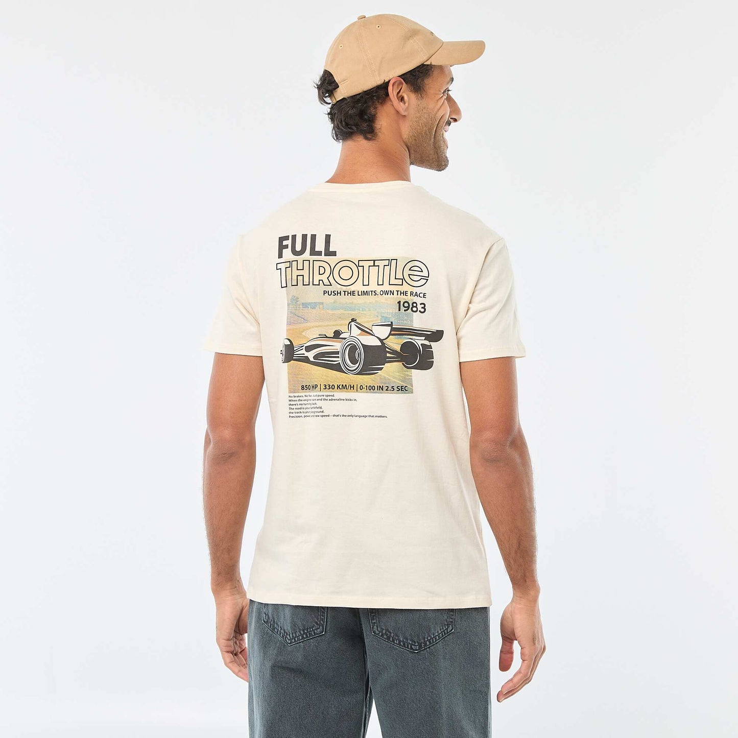 T-shirt à col rond et manches courtes imprimé BLANC