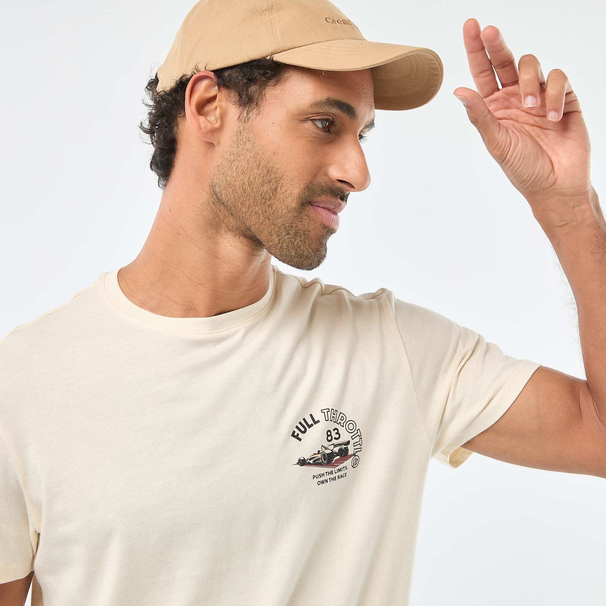 T-shirt à col rond et manches courtes imprimé BLANC