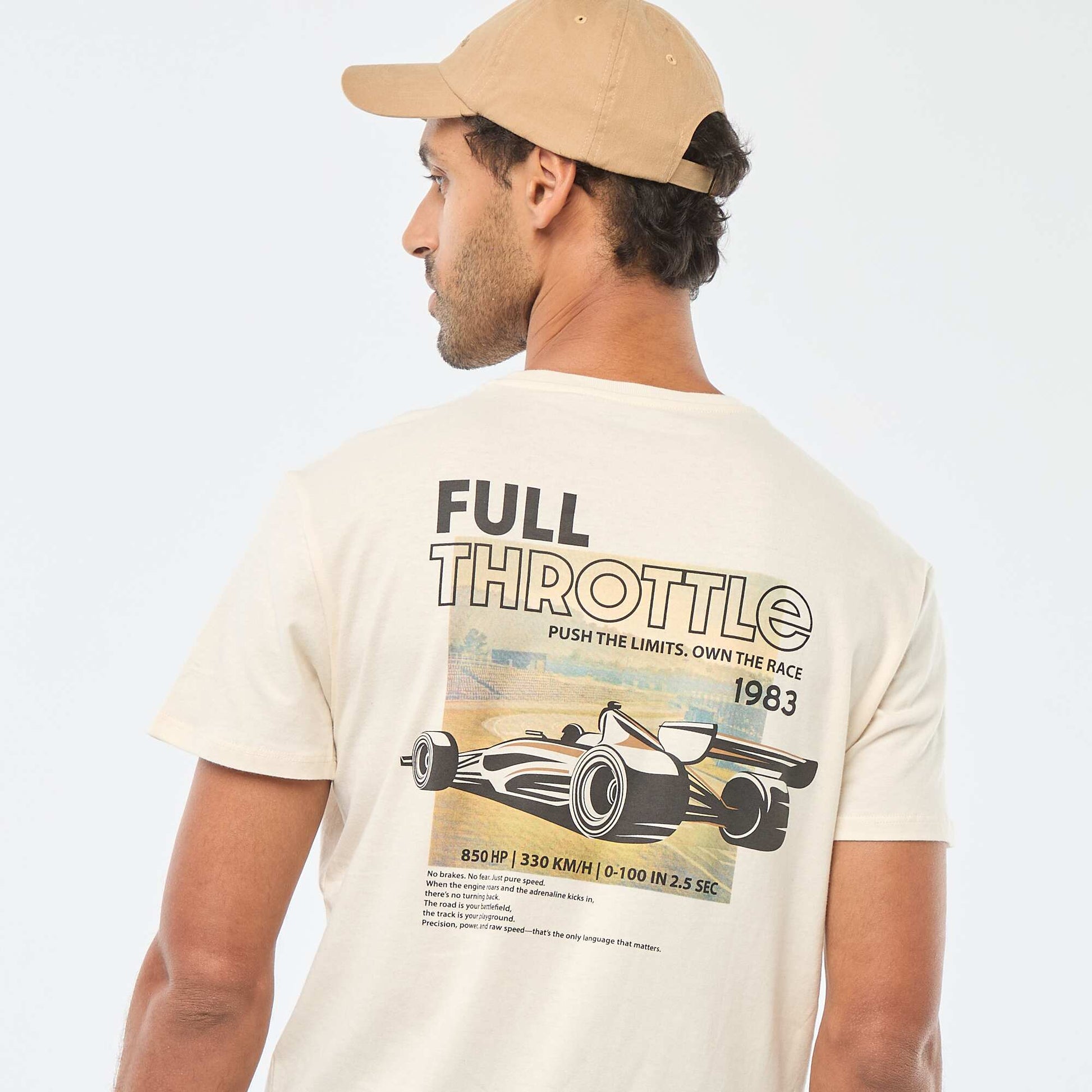 T-shirt à col rond et manches courtes imprimé BLANC
