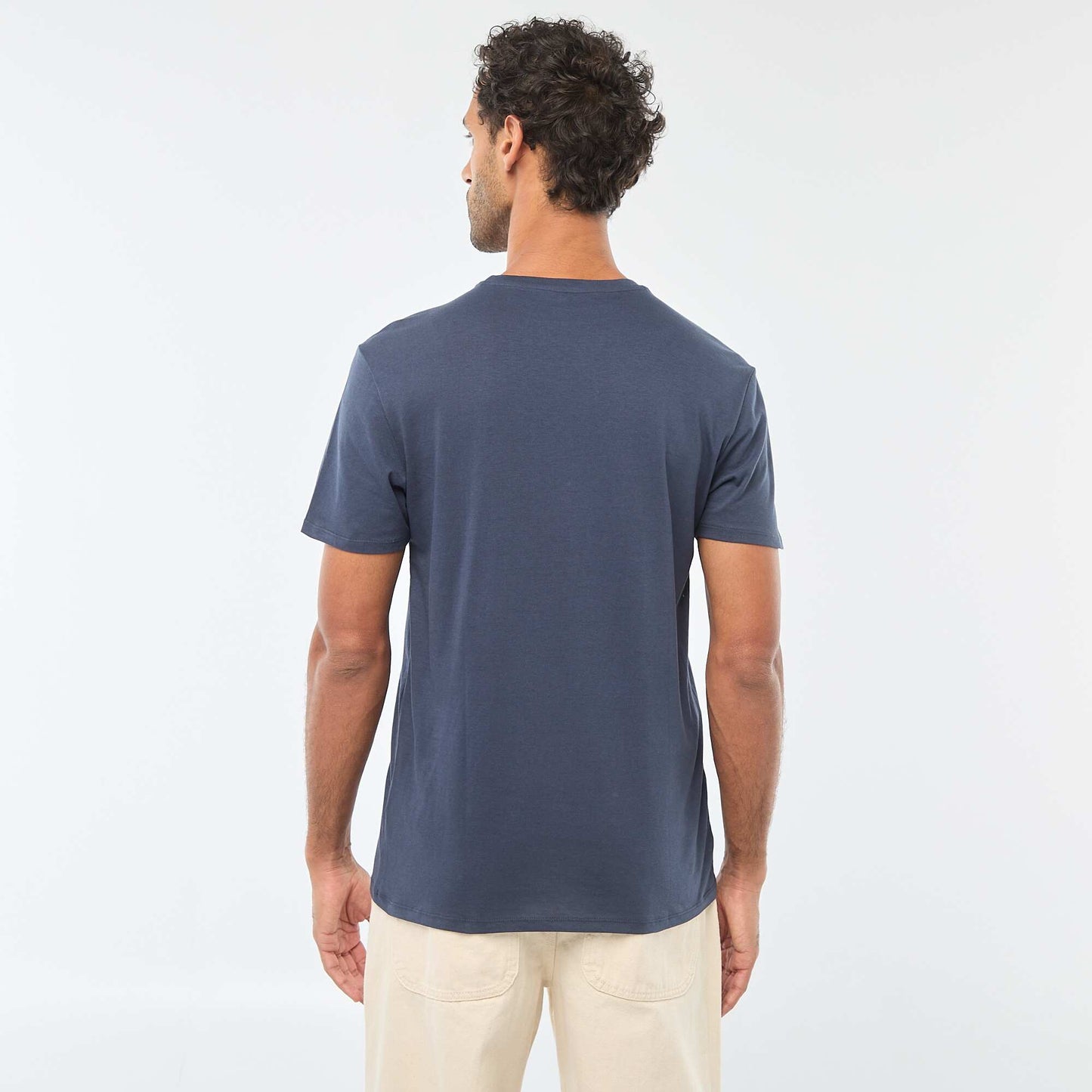 T-shirt à col rond et manches courtes imprimé BLEU