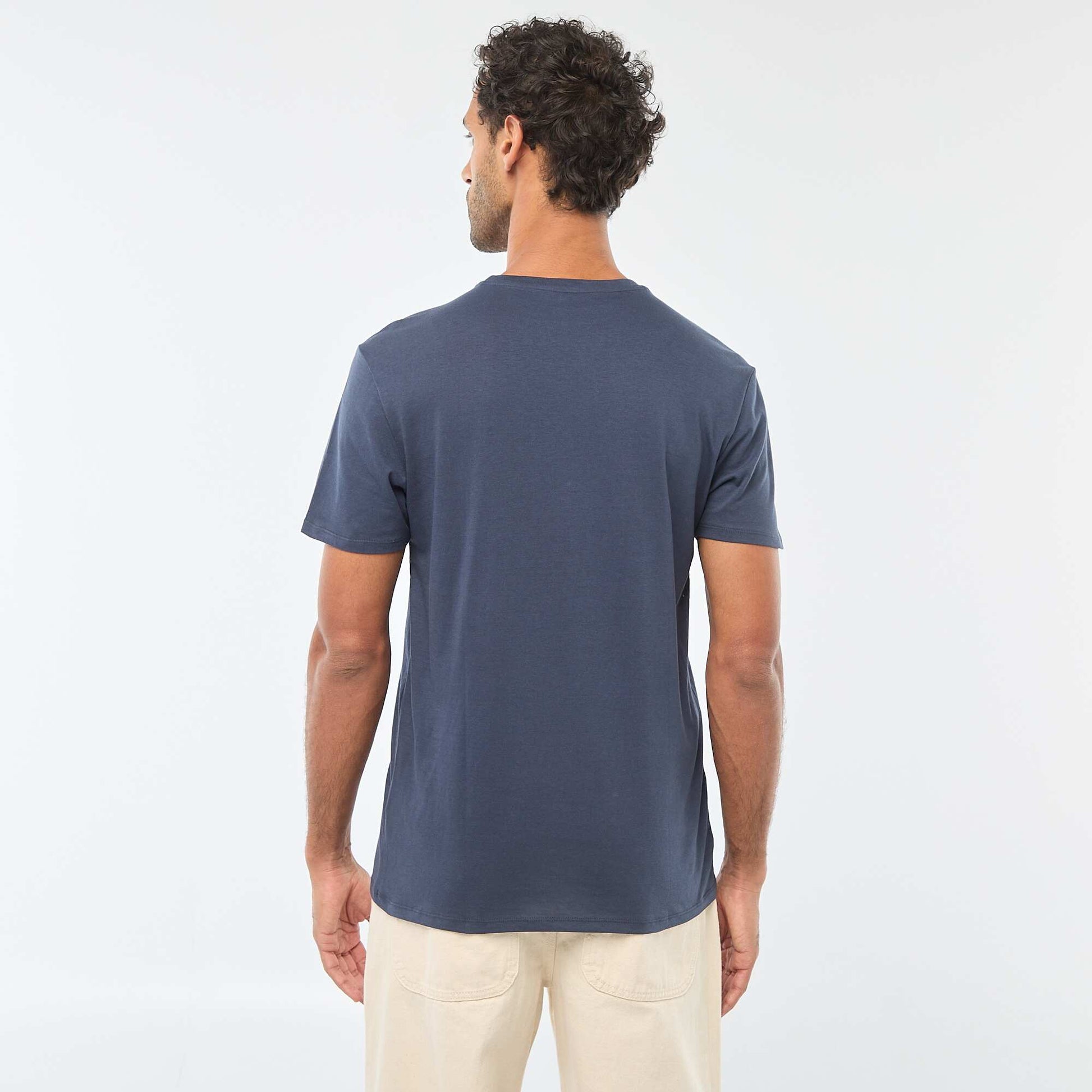 T-shirt à col rond et manches courtes imprimé BLEU