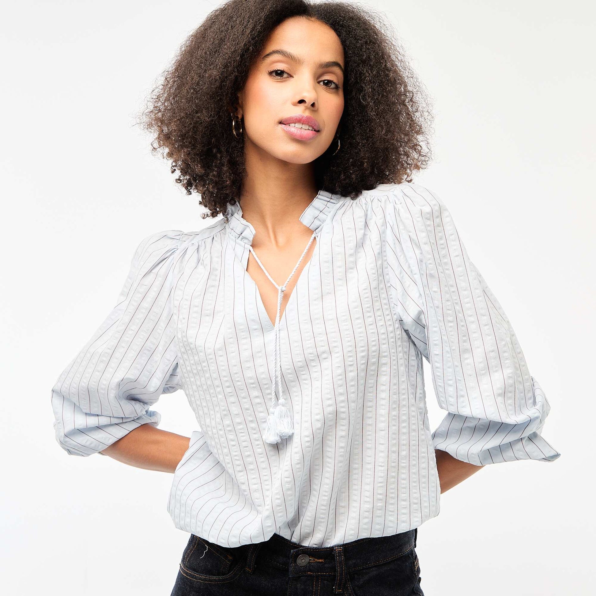 Blouse manches longues à carreaux BLEU