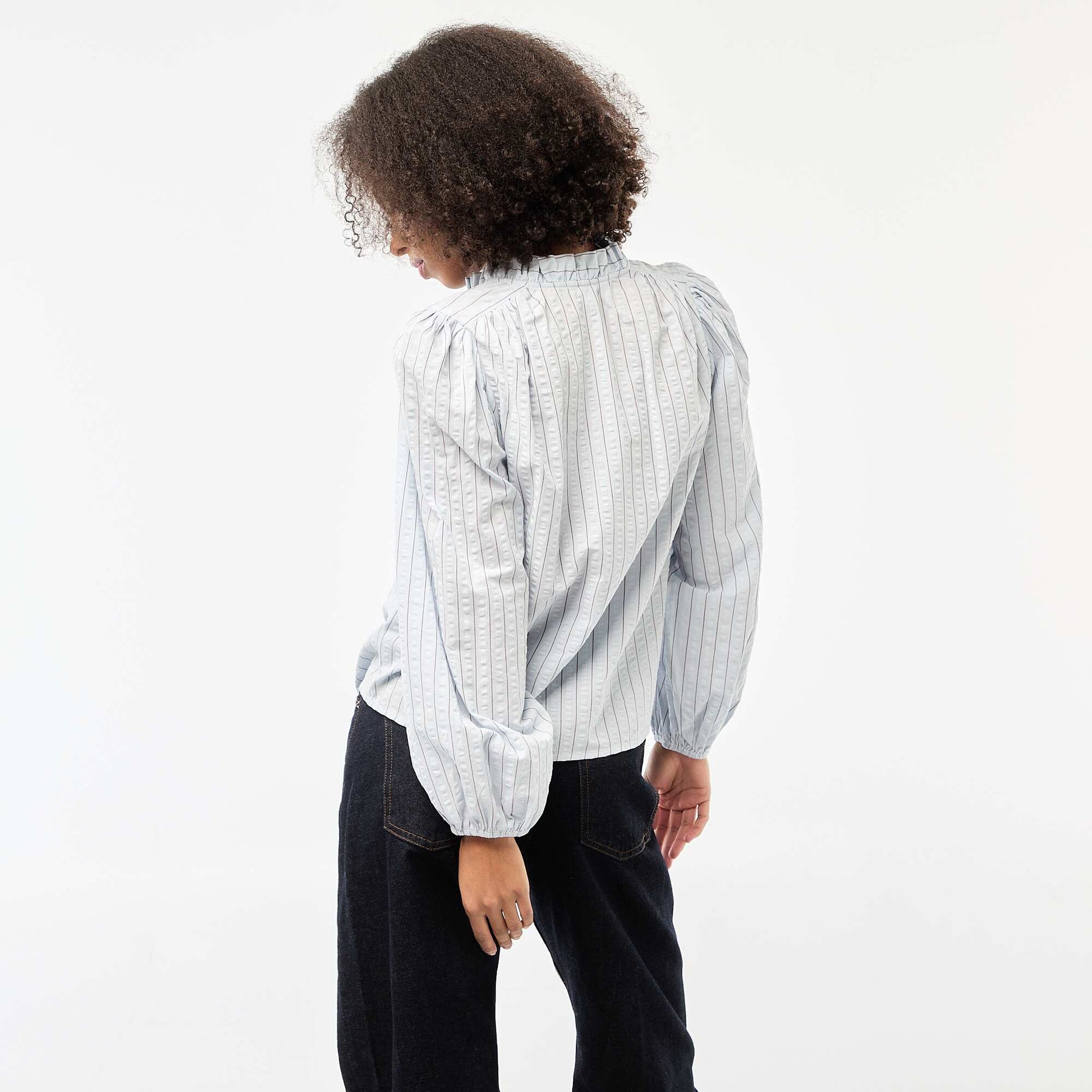 Blouse manches longues à carreaux BLEU