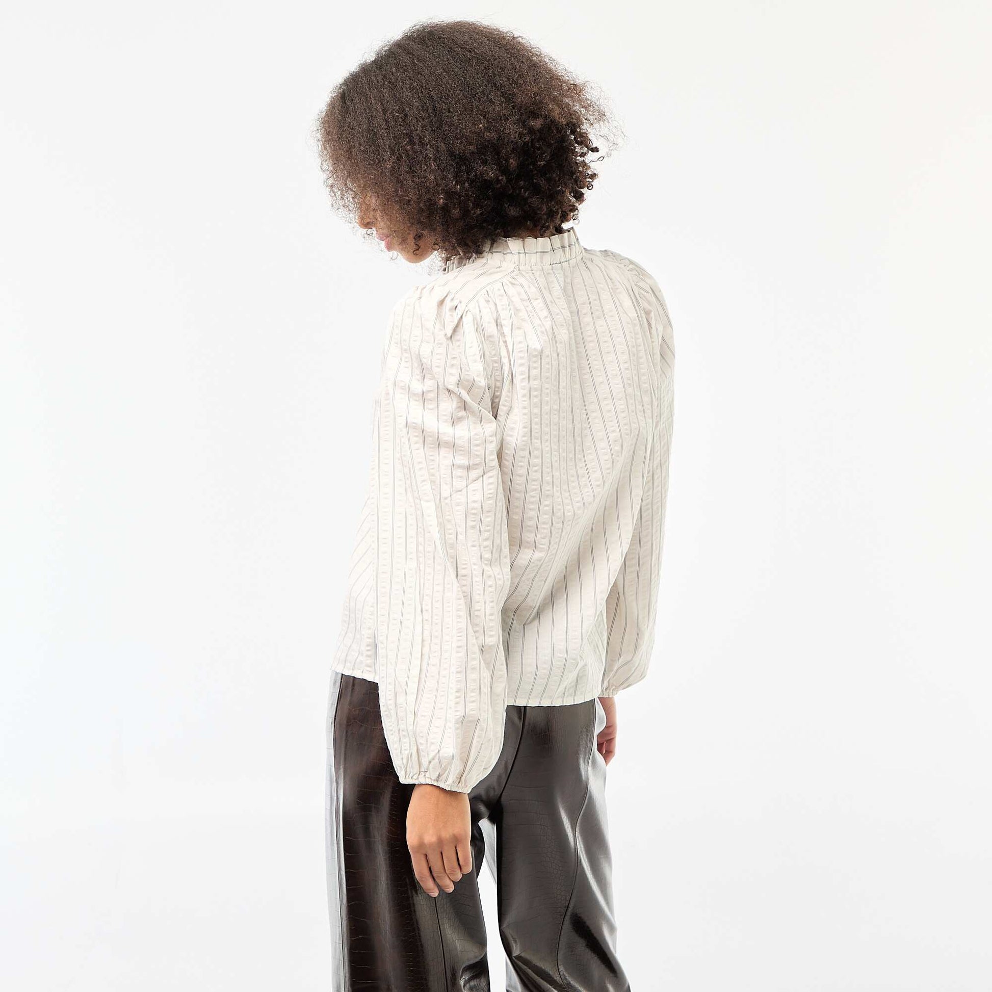 Blouse manches longues à carreaux BEIGE