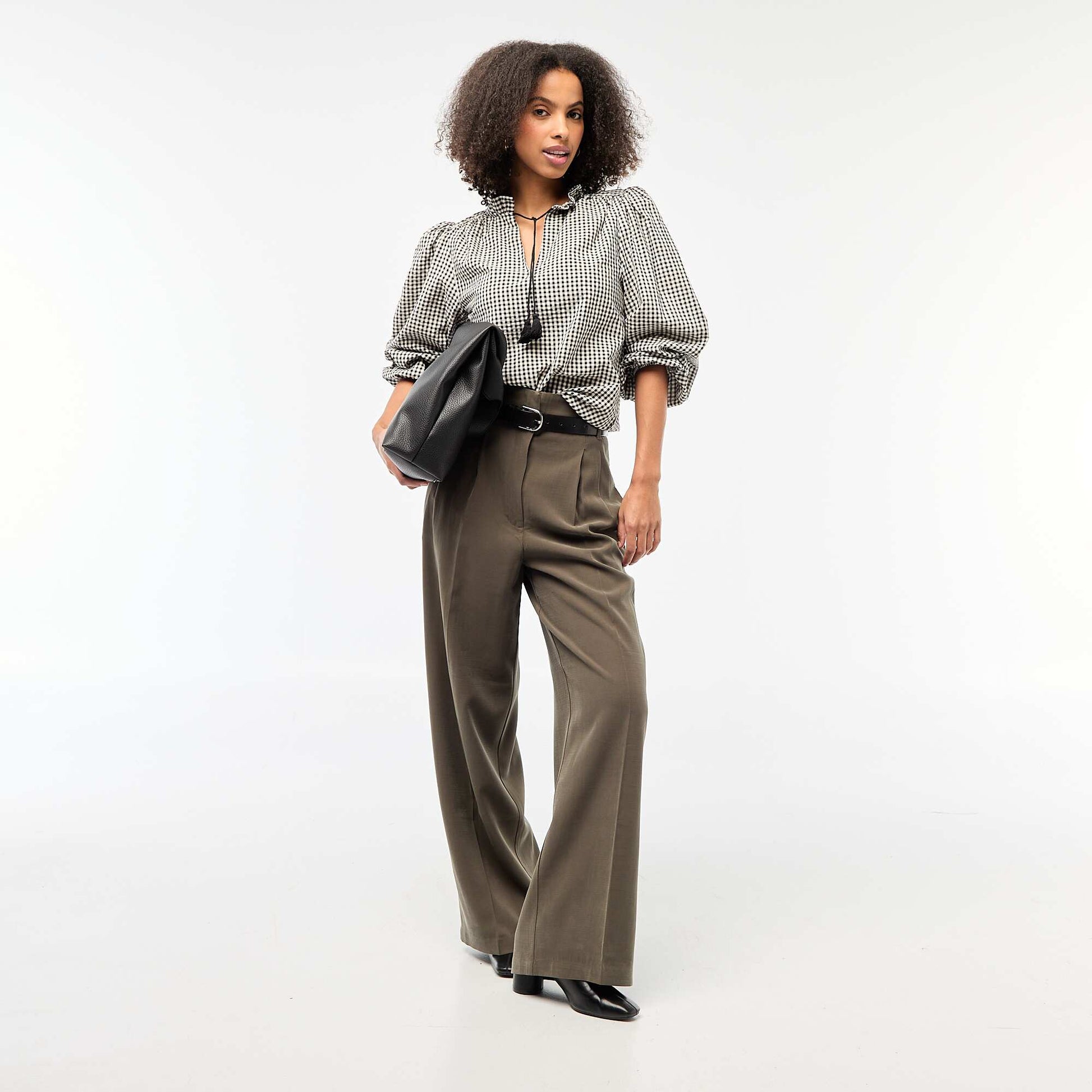 Blouse manches longues à carreaux NOIR