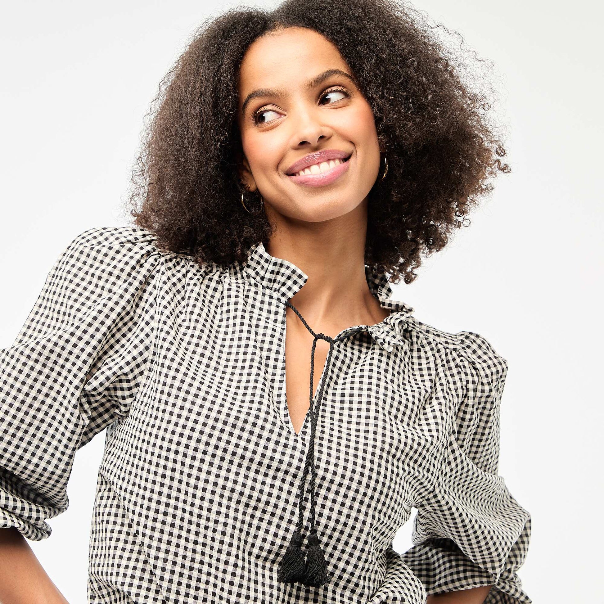 Blouse manches longues à carreaux NOIR