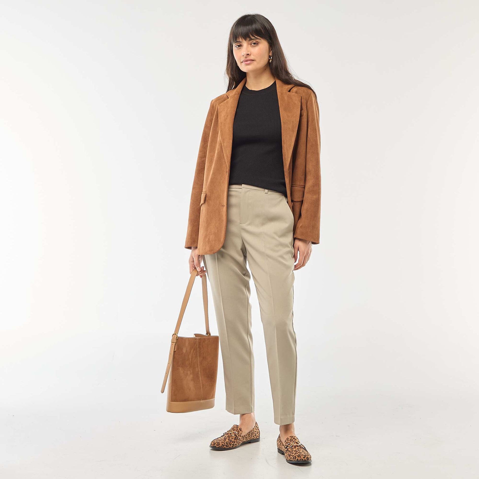 Pull col rond en rib uni NOIR