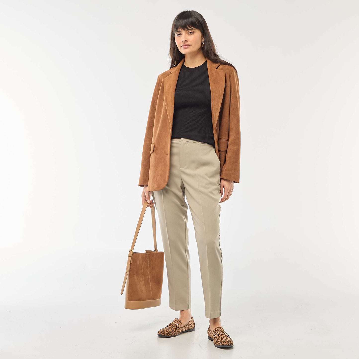 Pull col rond en rib uni NOIR
