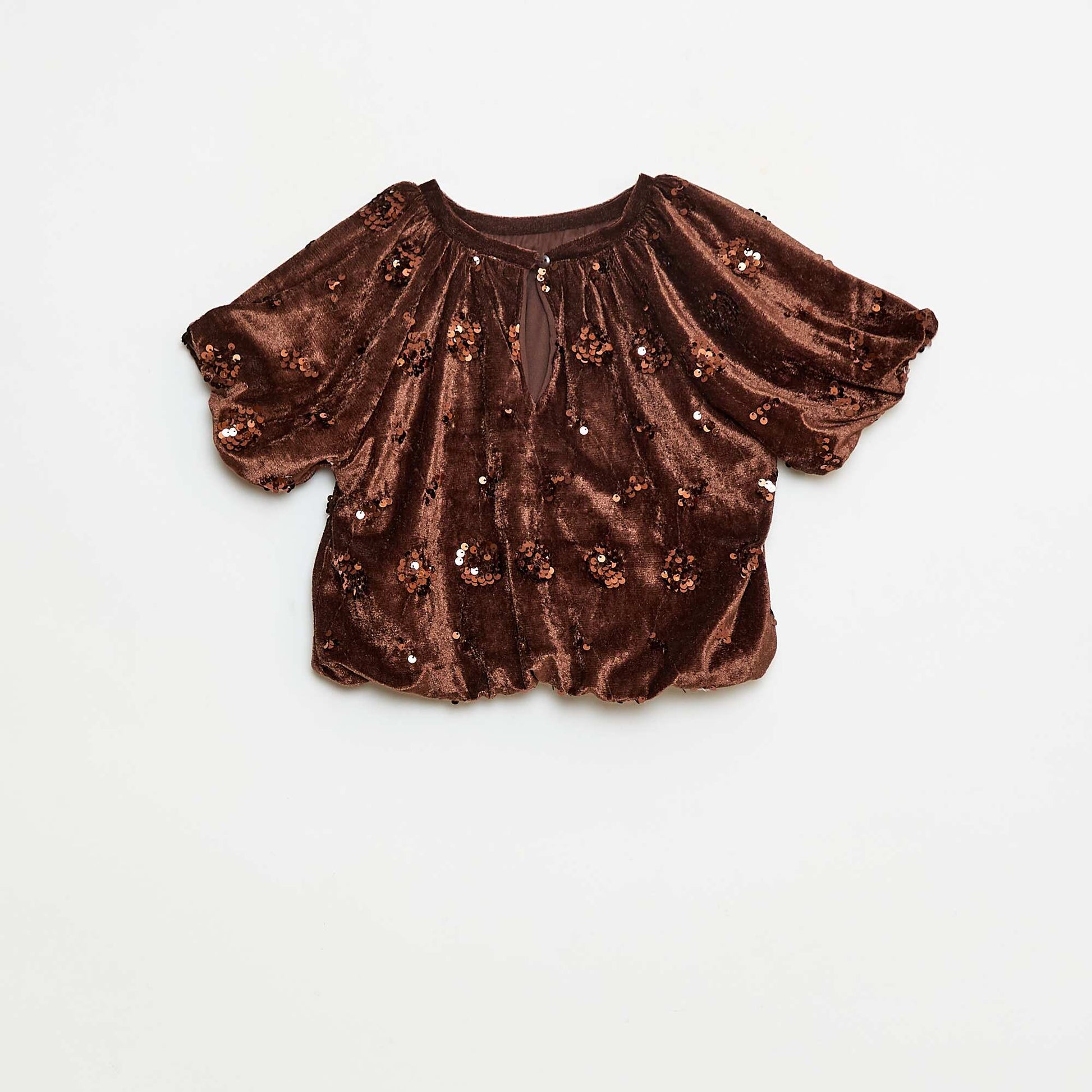 Ensemble blouse + pantalon flare fit en velours MARRON