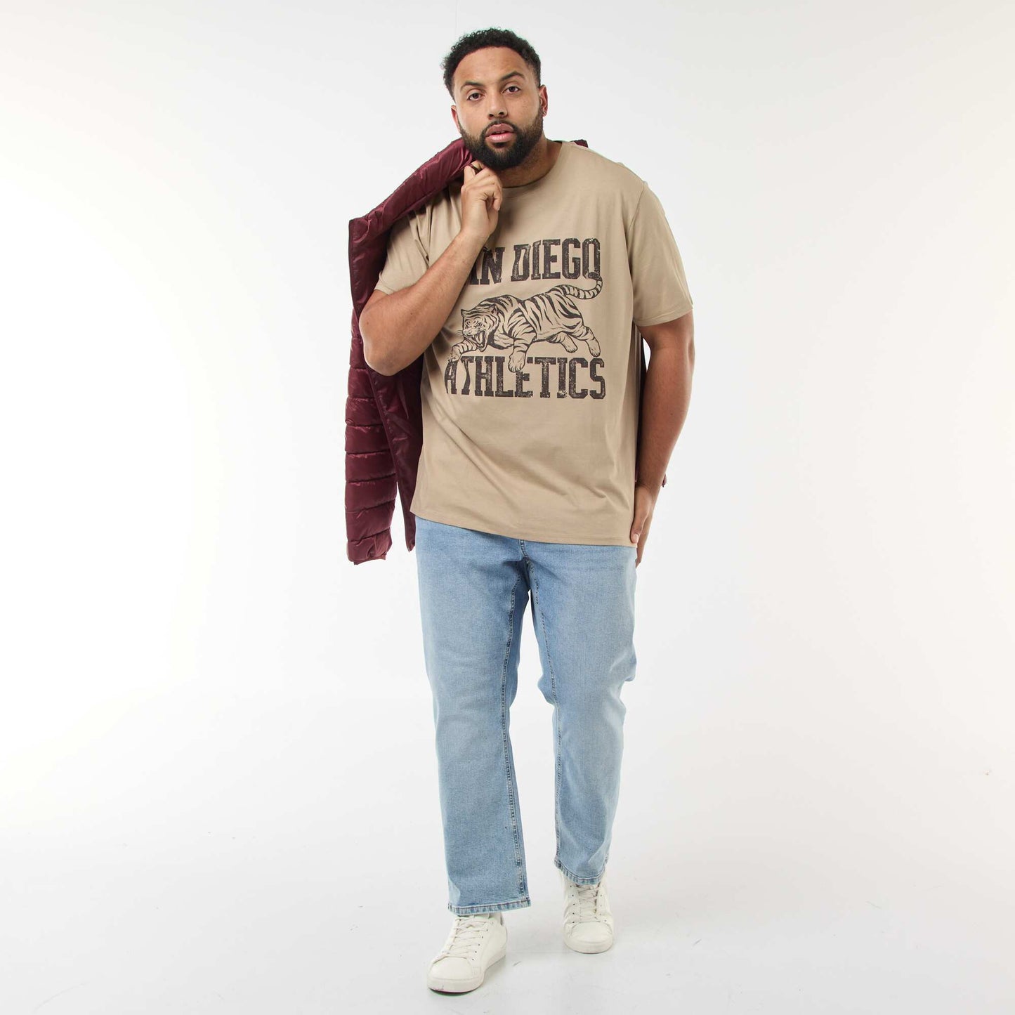 T-shirt imprimé à manches courtes BEIGE