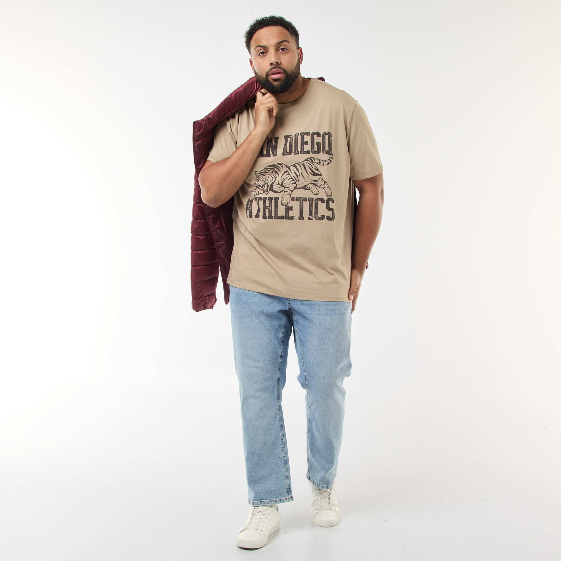 T-shirt imprimé à manches courtes BEIGE