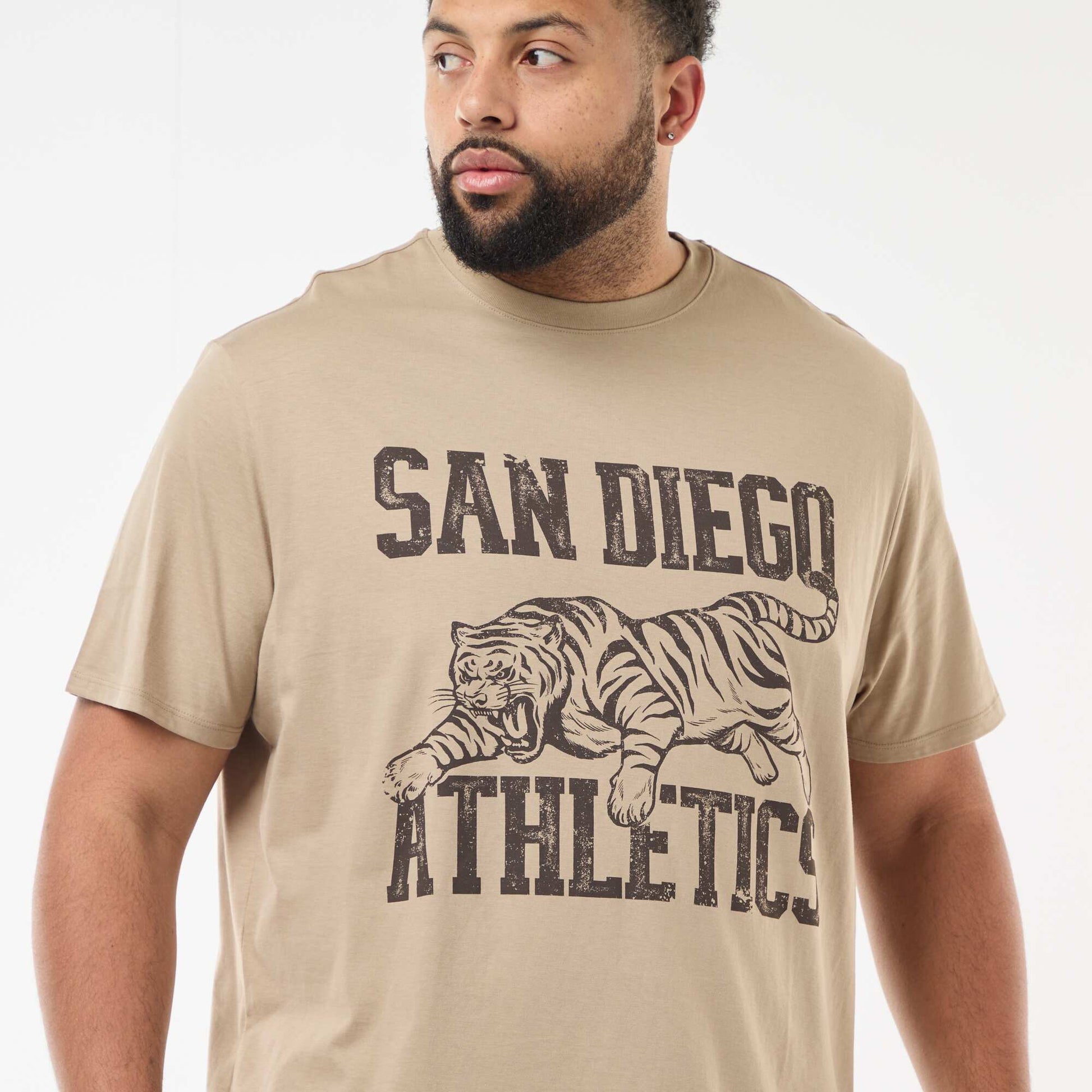T-shirt imprimé à manches courtes BEIGE
