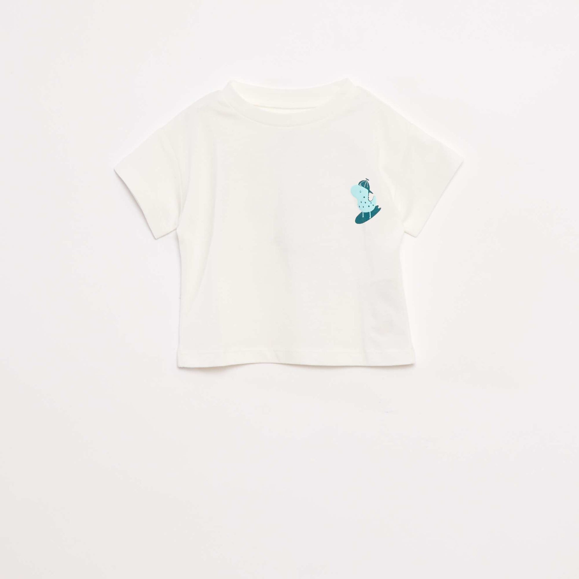T-shirt imprimé fantaisie à manches courtes BLANC