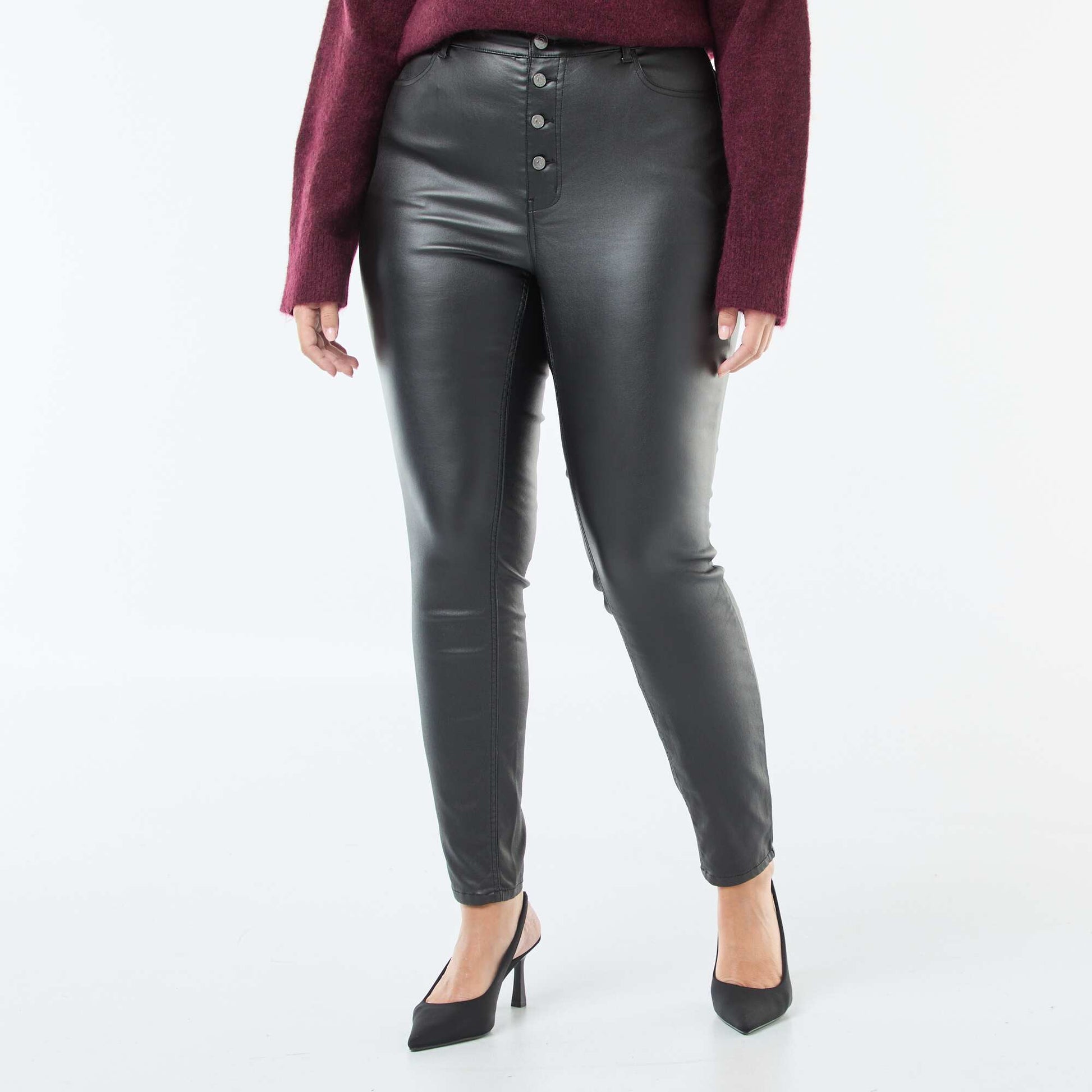 Pantalon droit en matière satinée NOIR