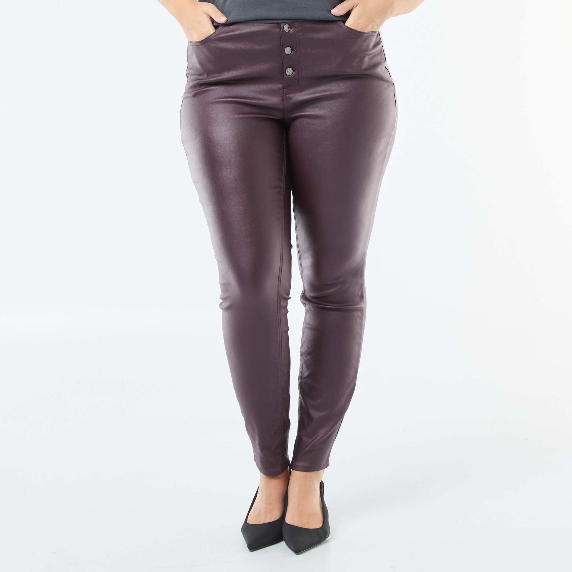 Pantalon droit en matière satinée VIOLET