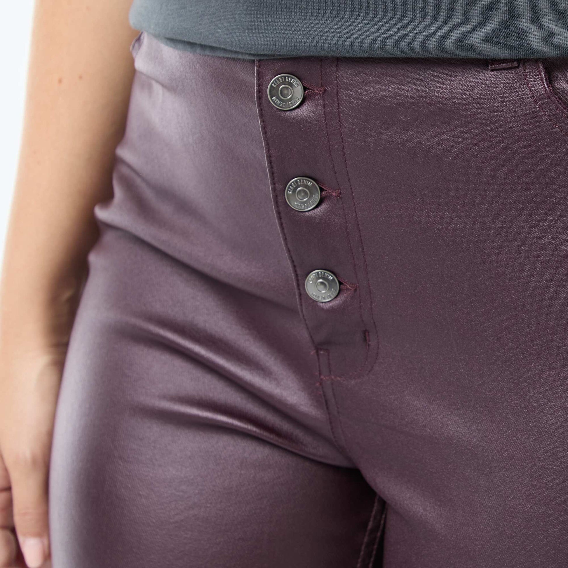 Pantalon droit en matière satinée VIOLET