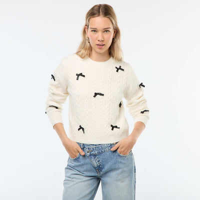 Pull en maille avec nœuds BEIGE