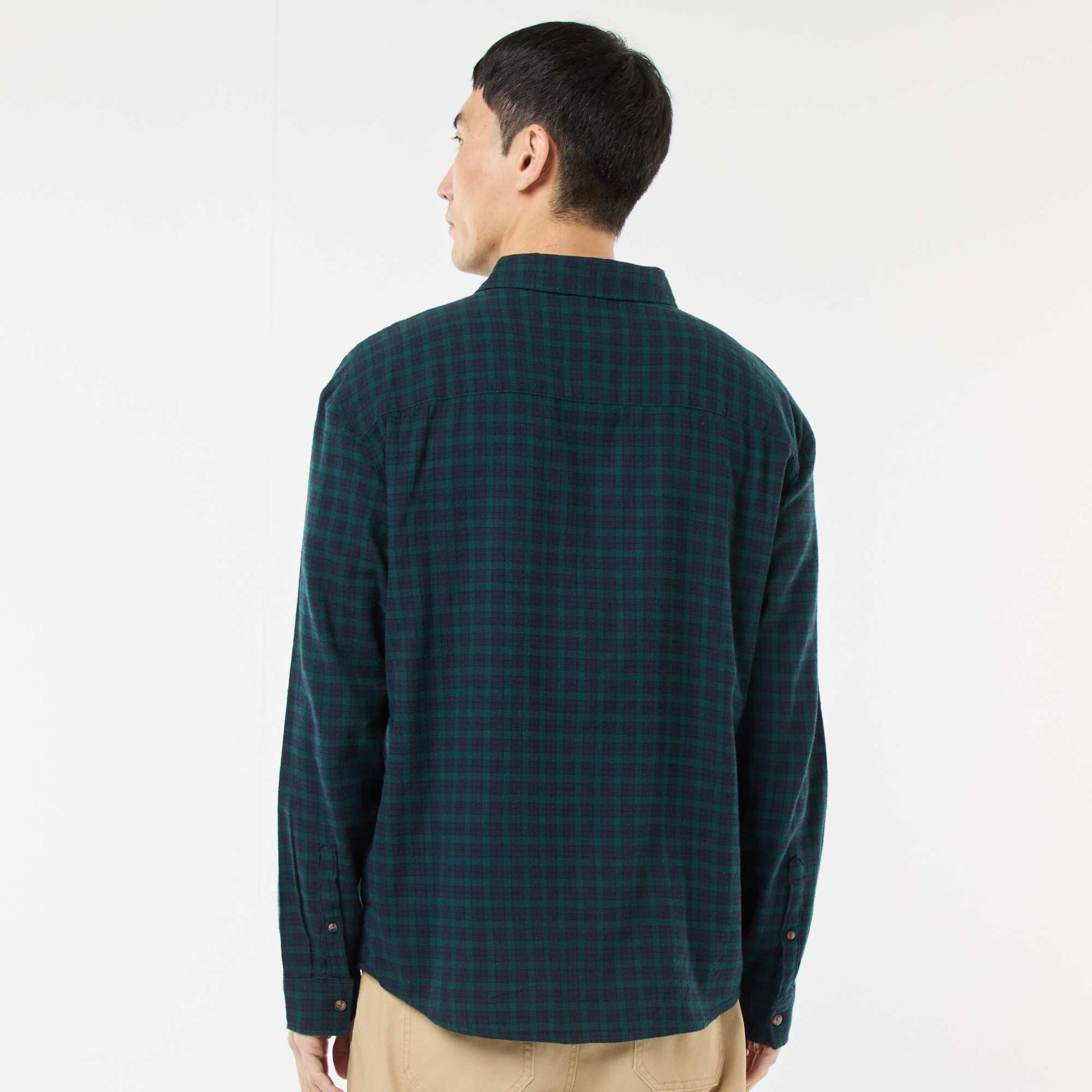 Chemise à carreaux en flanelle de coton VERT