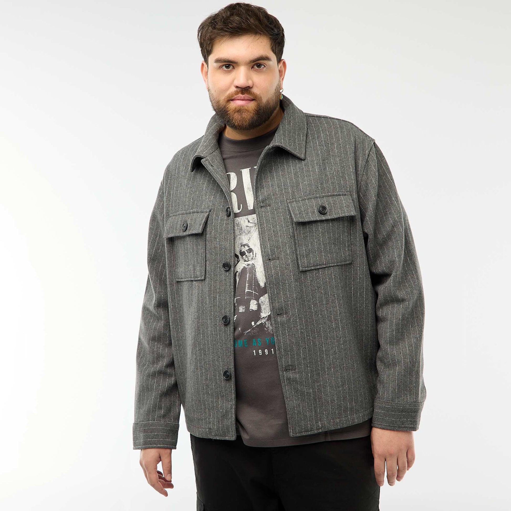 Surchemise ouverture boutonnée avec poches à rabat GRIS