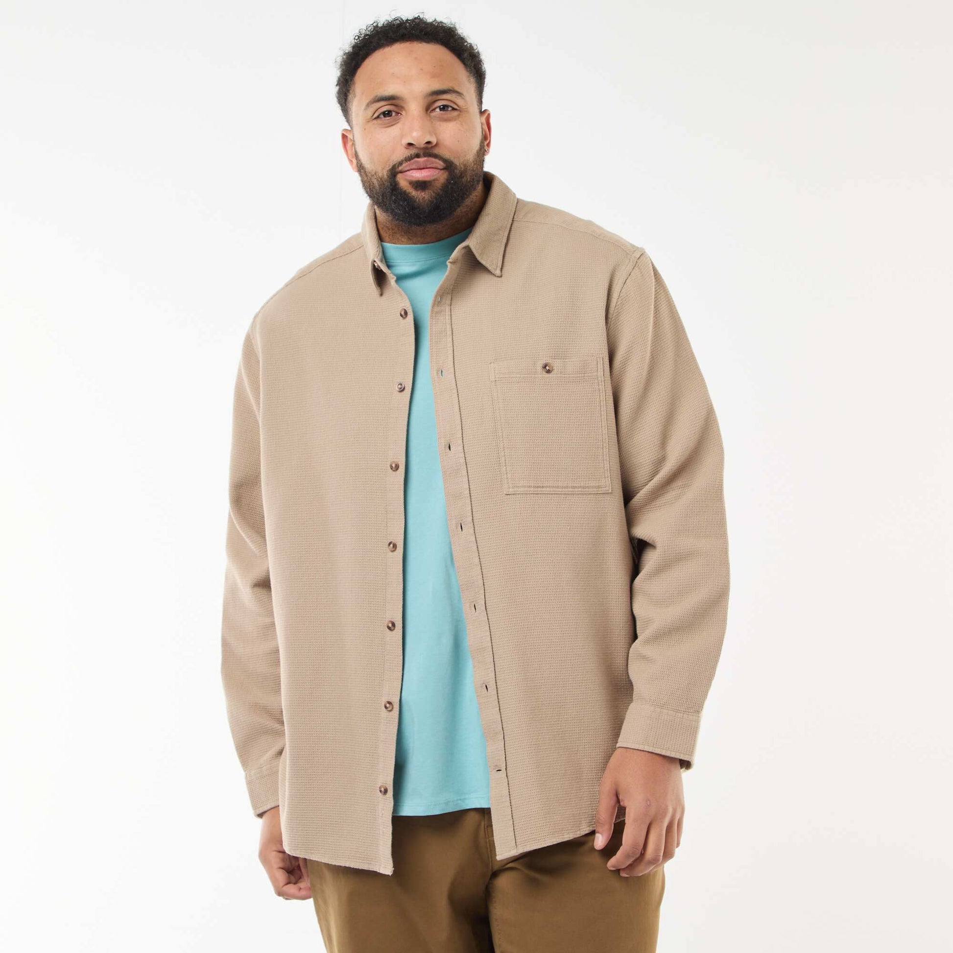 Chemise effet gaufré uni BEIGE