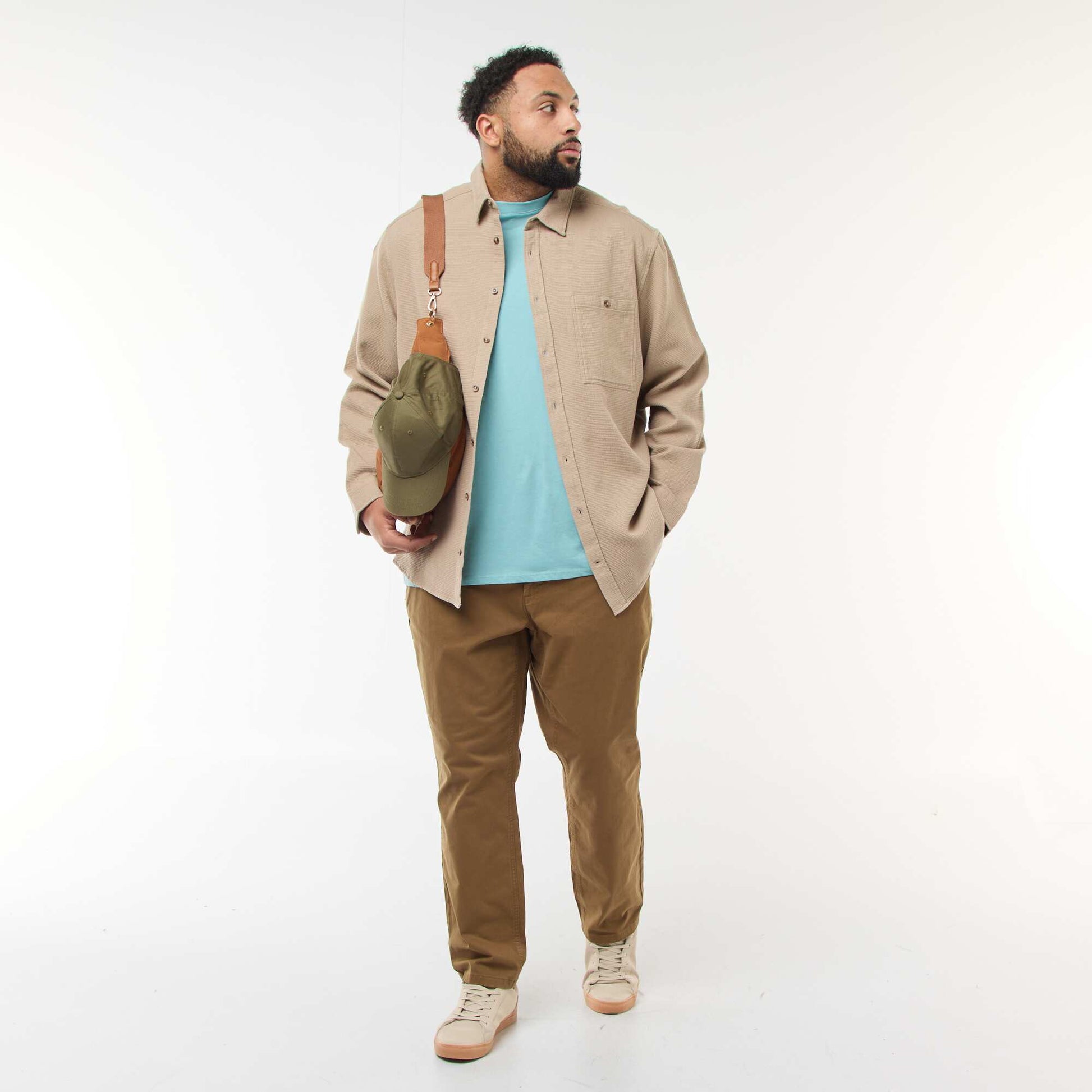 Chemise effet gaufré uni BEIGE