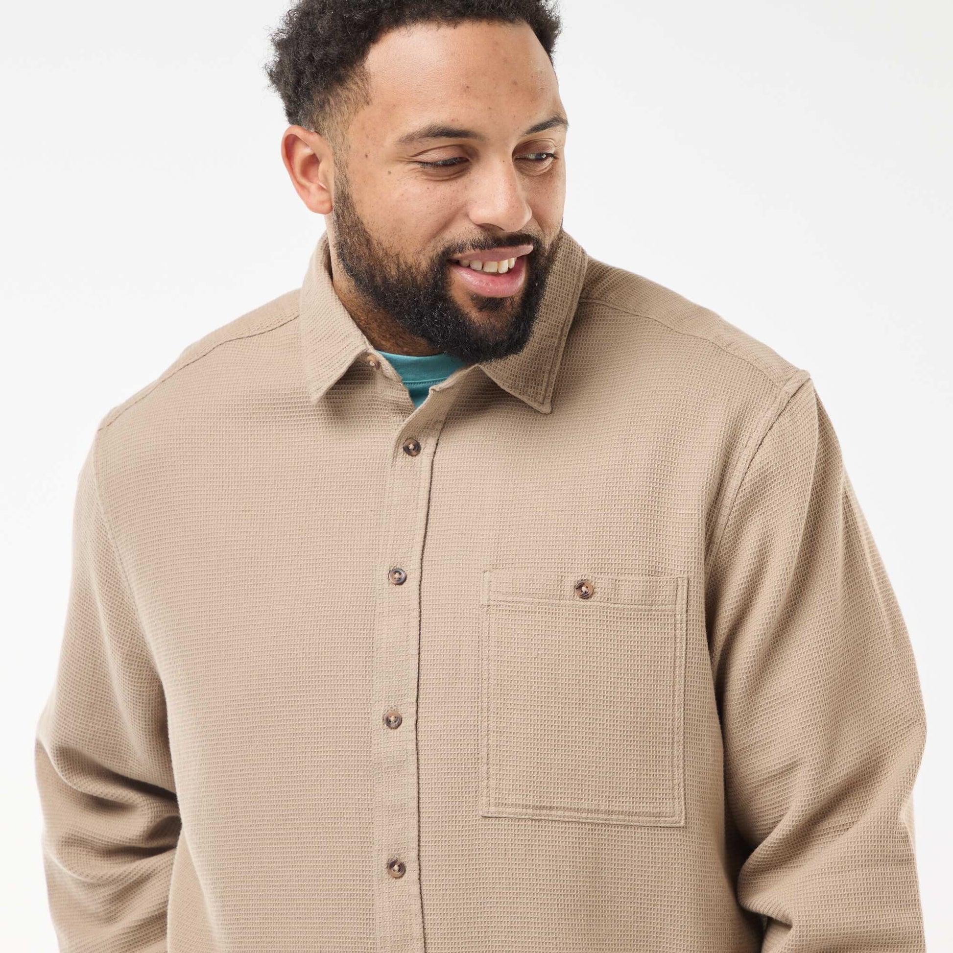 Chemise effet gaufré uni BEIGE