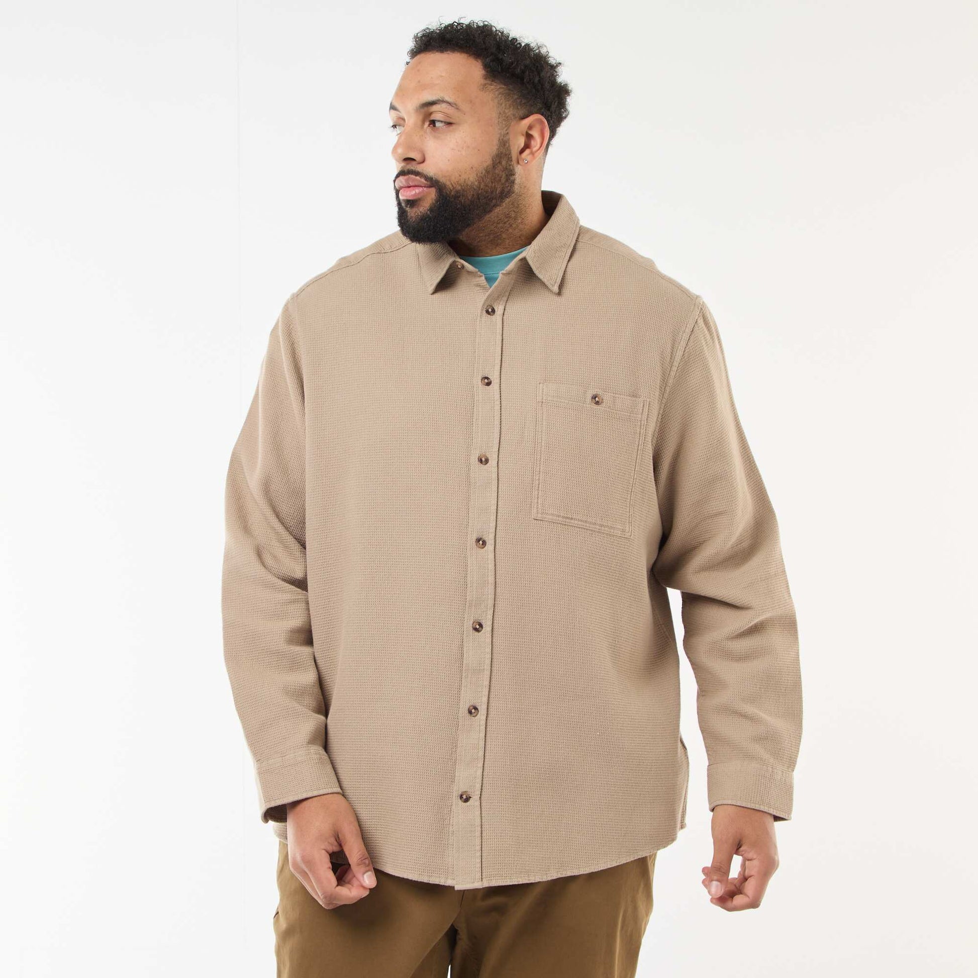 Chemise effet gaufré uni BEIGE
