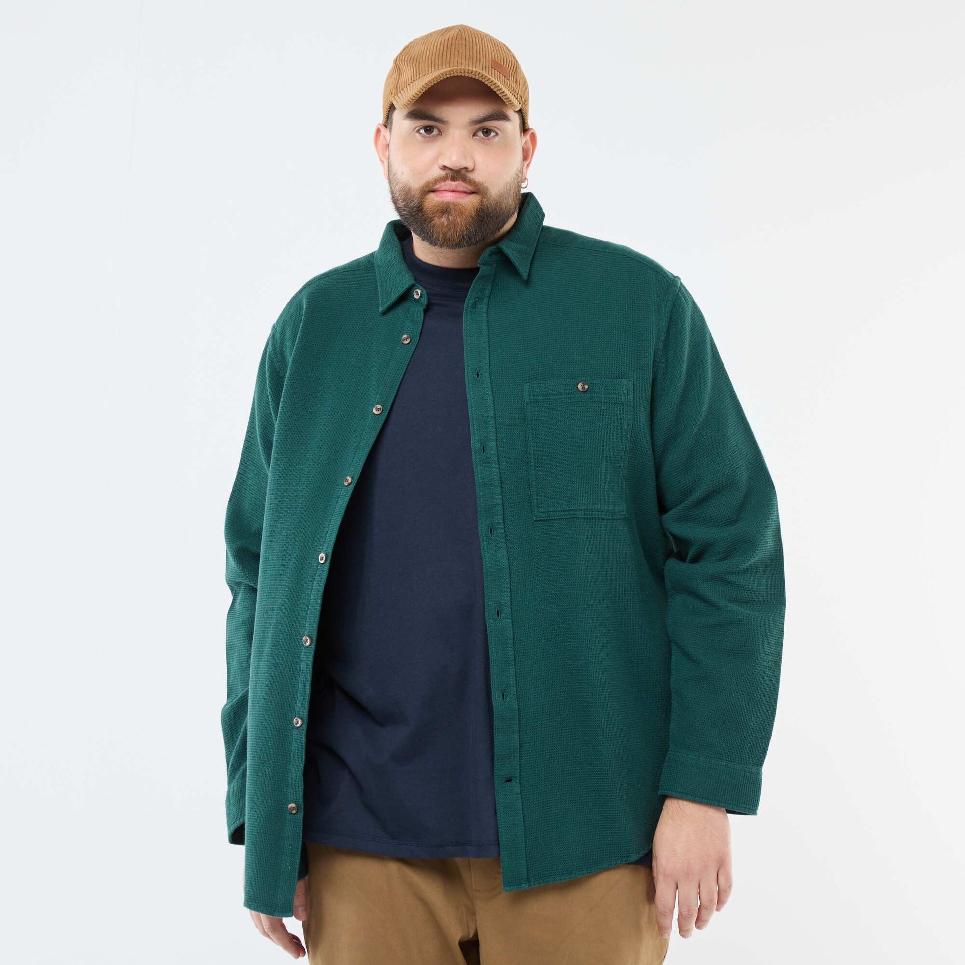 Chemise effet gaufré uni VERT
