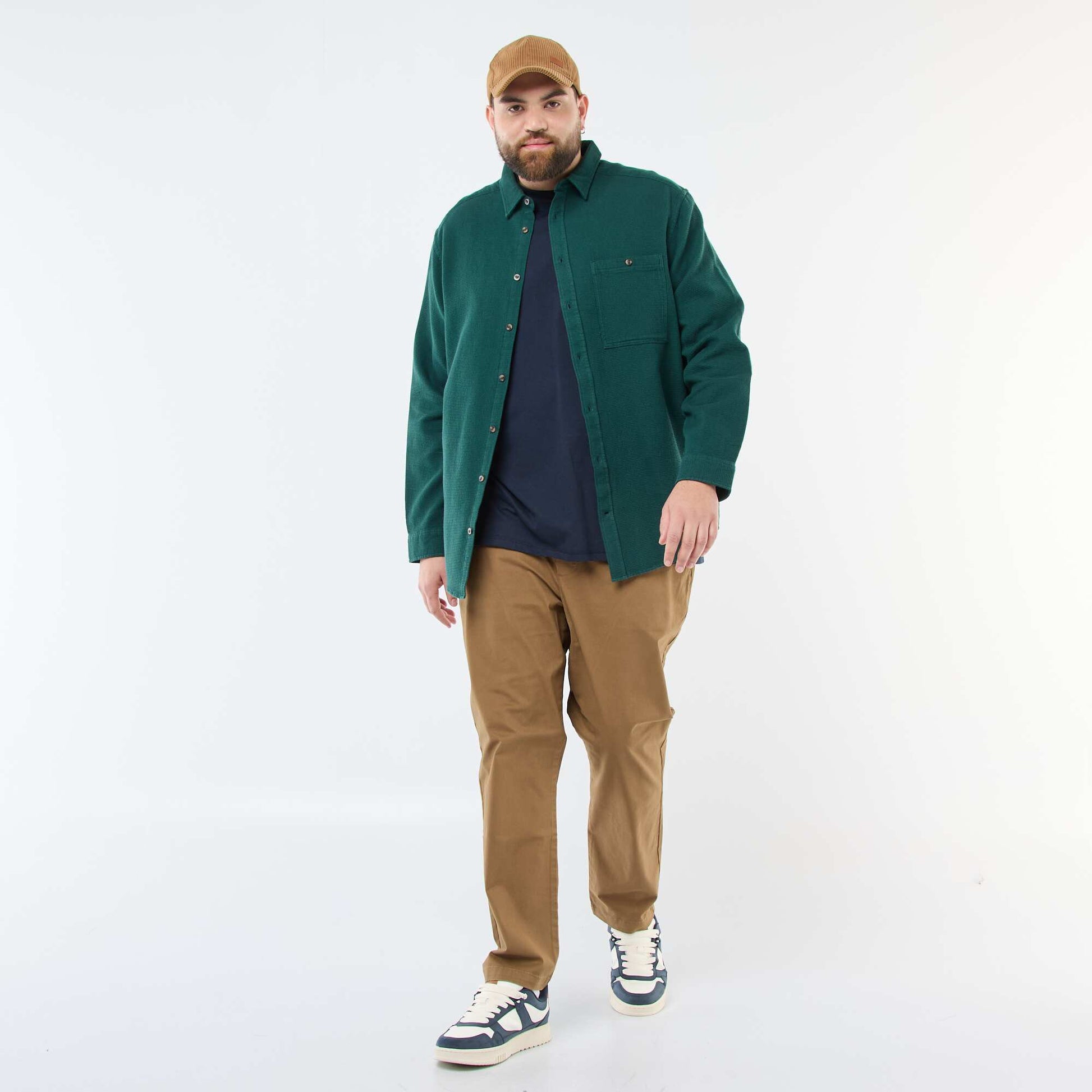 Chemise effet gaufré uni VERT