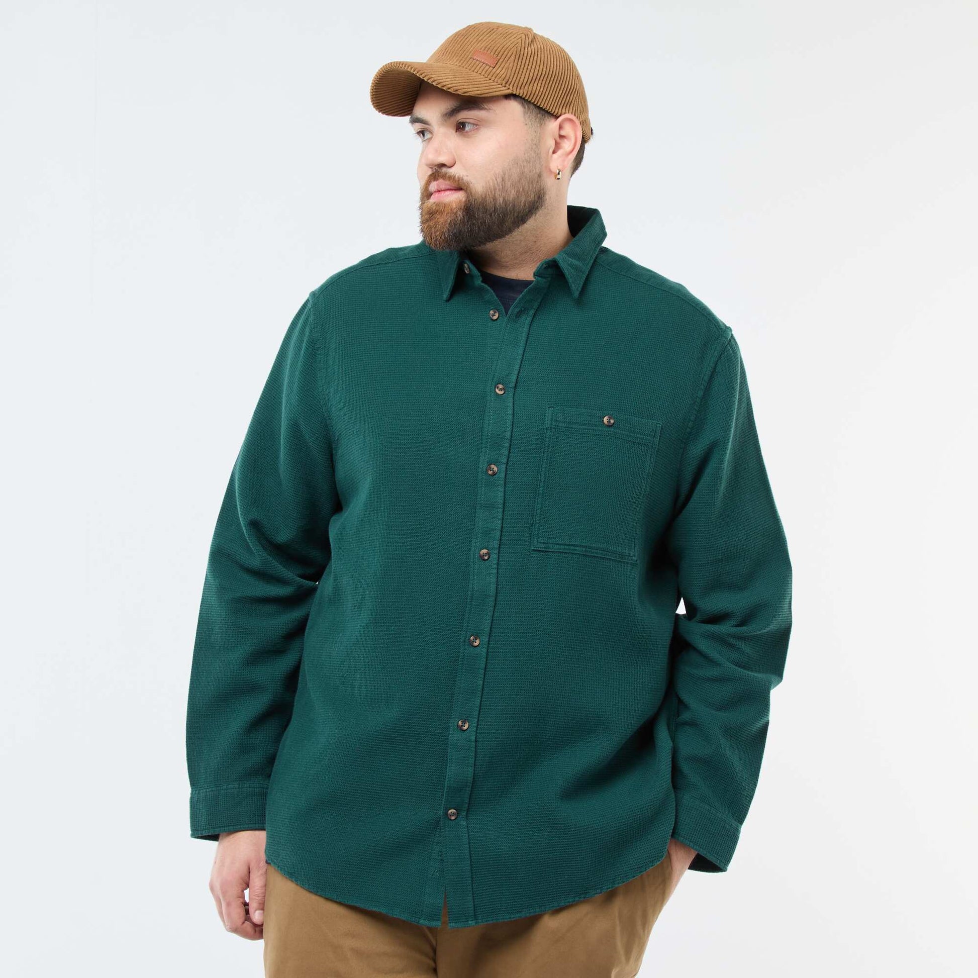 Chemise effet gaufré uni VERT