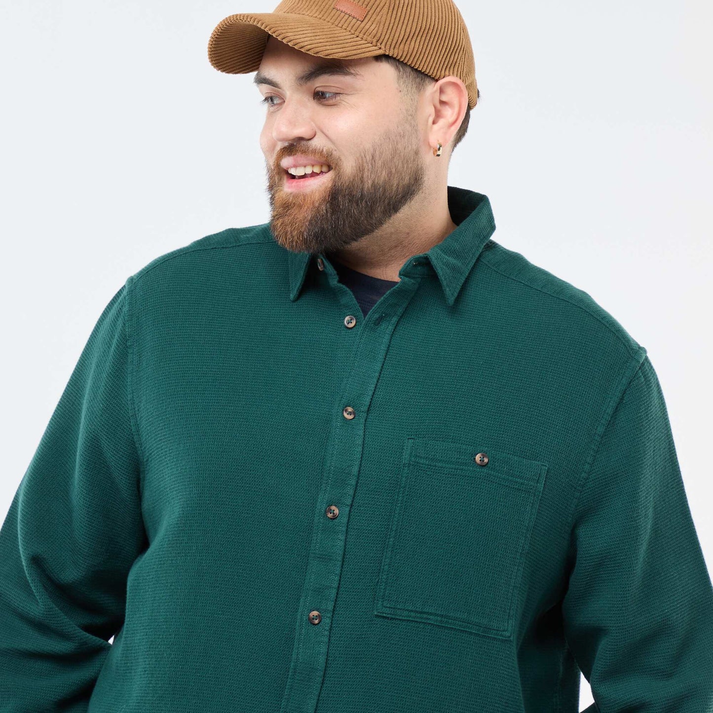 Chemise effet gaufré uni VERT