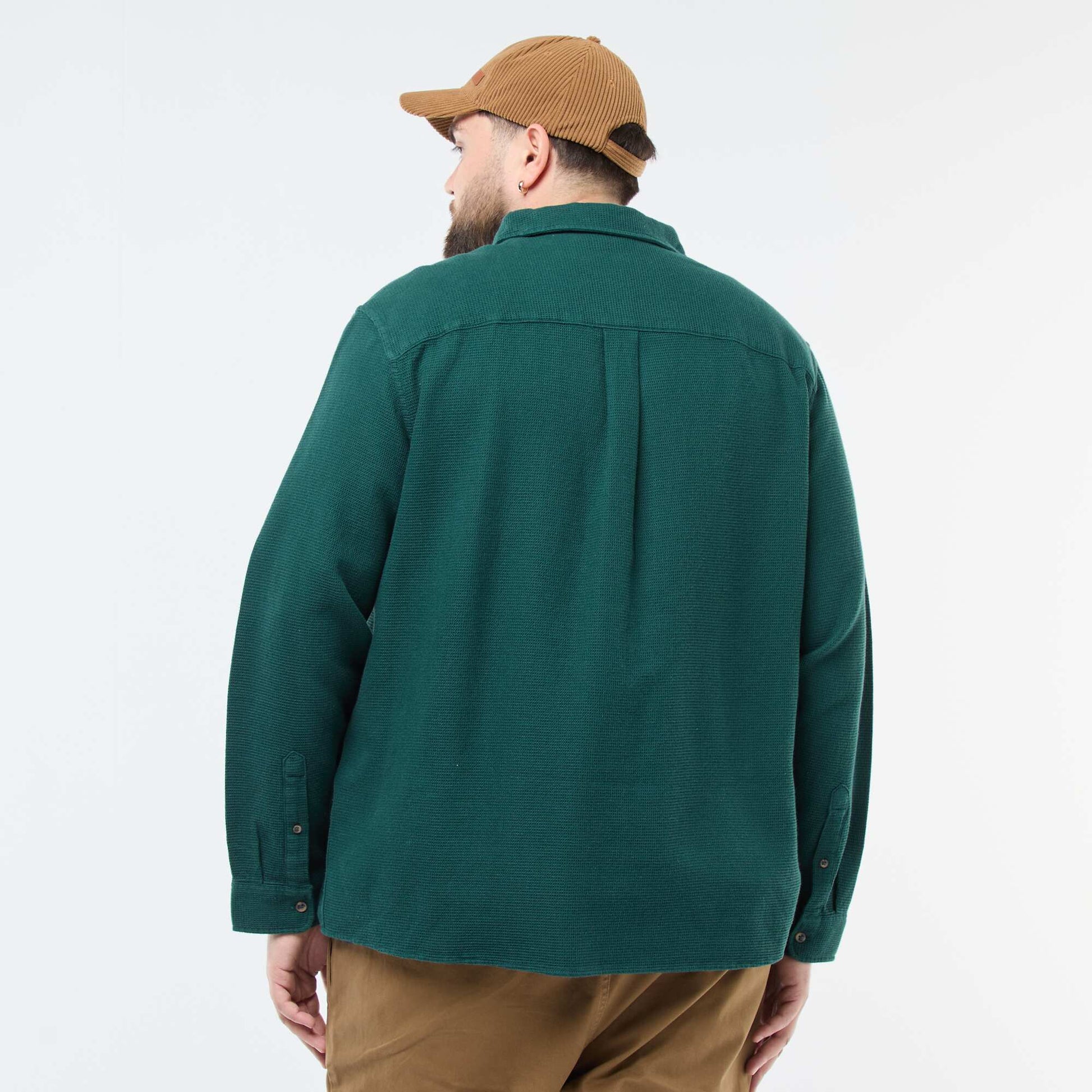 Chemise effet gaufré uni VERT