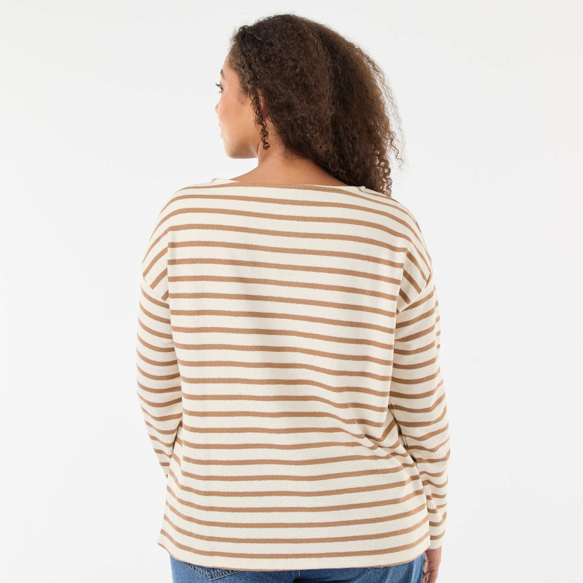 Tee-shirt marinière col bateau BLANC