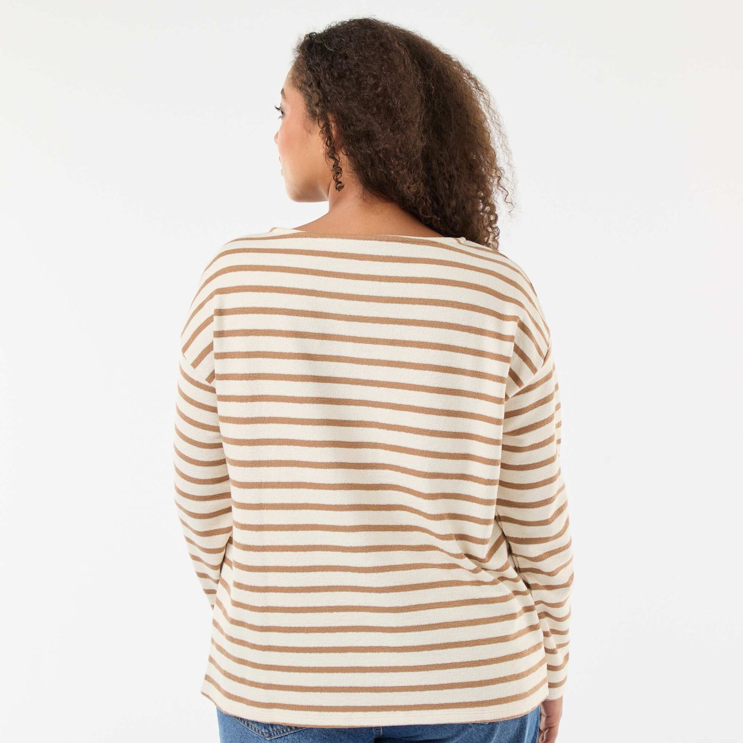 Tee-shirt marinière col bateau BLANC