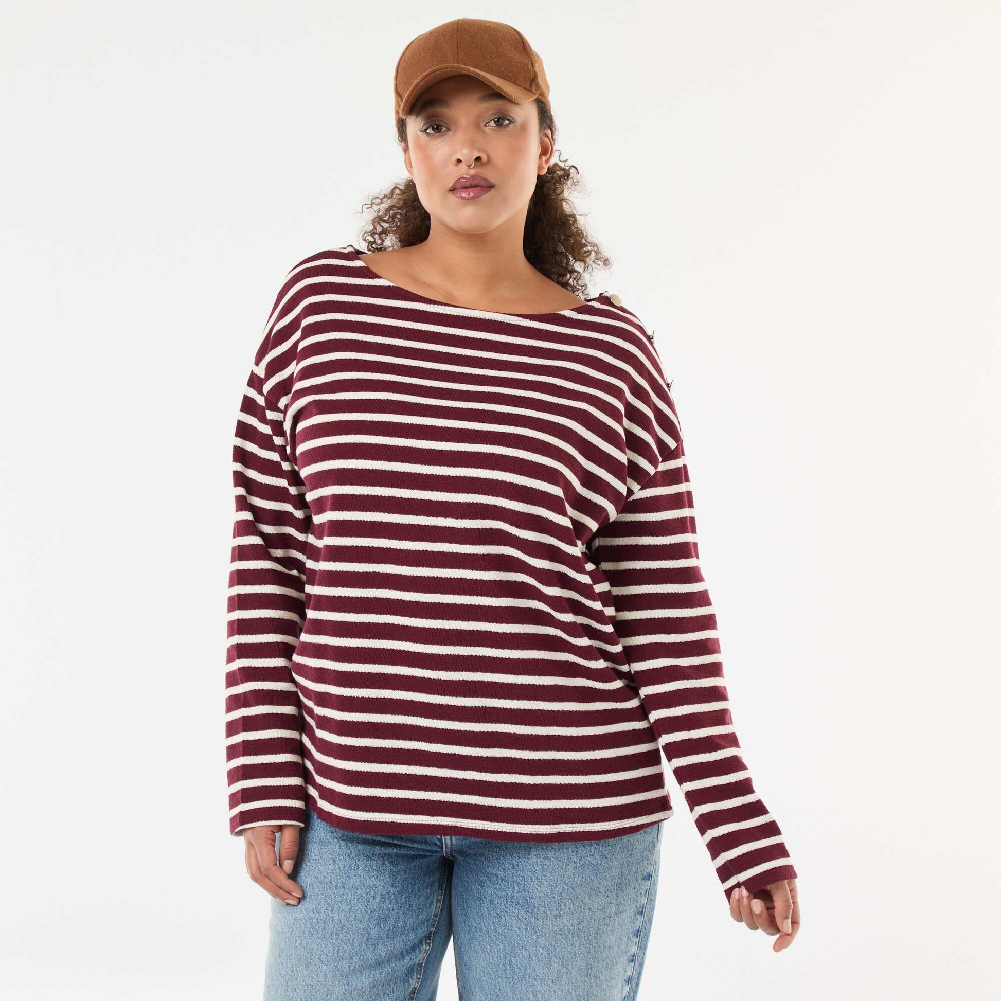 Tee-shirt marinière col bateau ROUGE