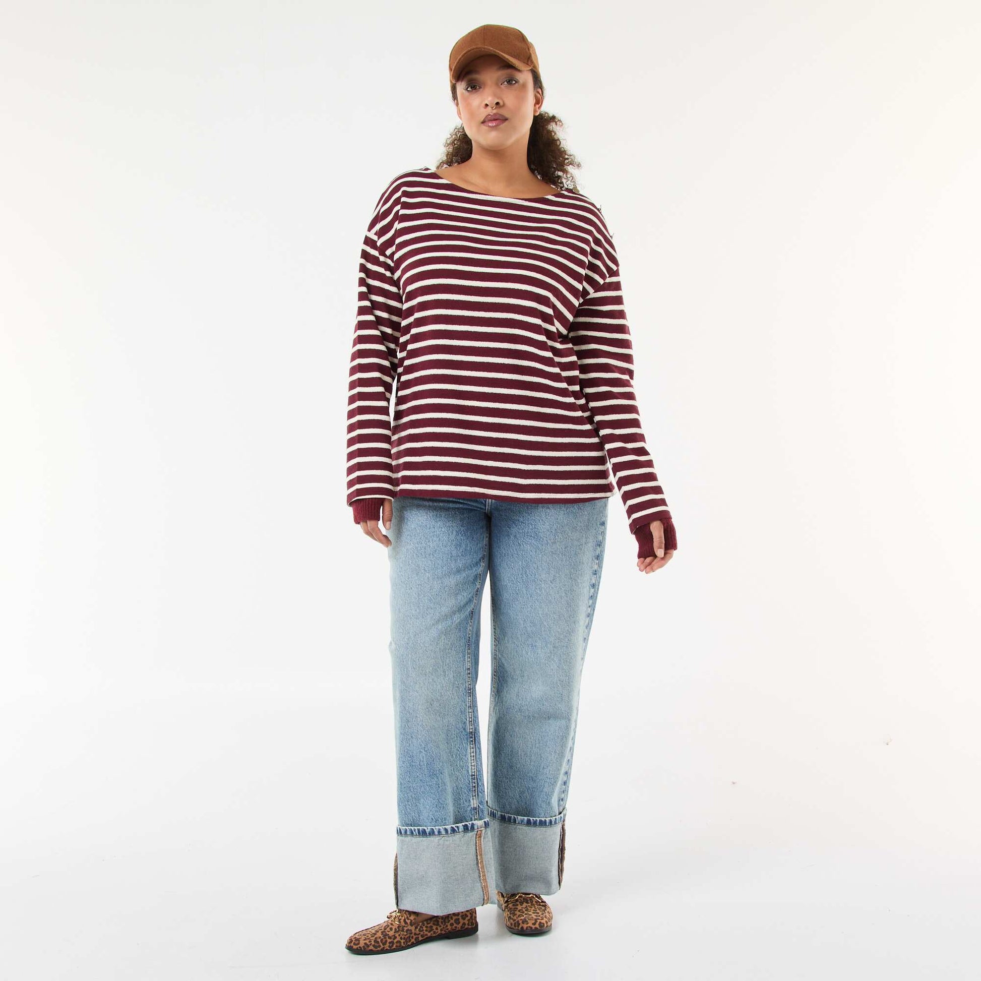 Tee-shirt marinière col bateau ROUGE