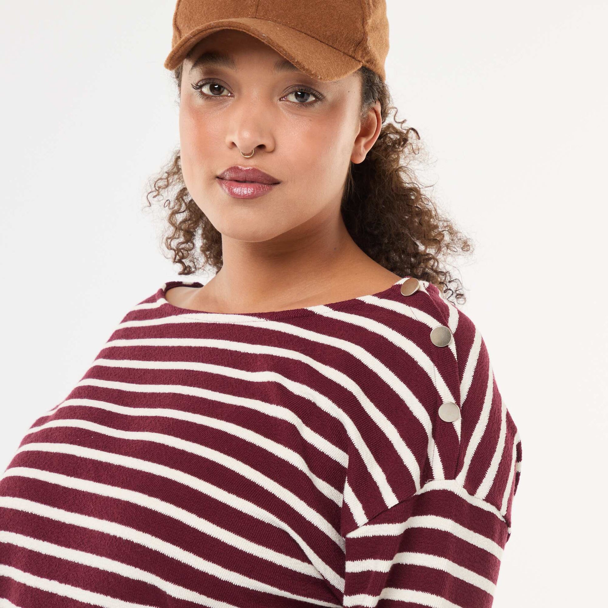 Tee-shirt marinière col bateau ROUGE