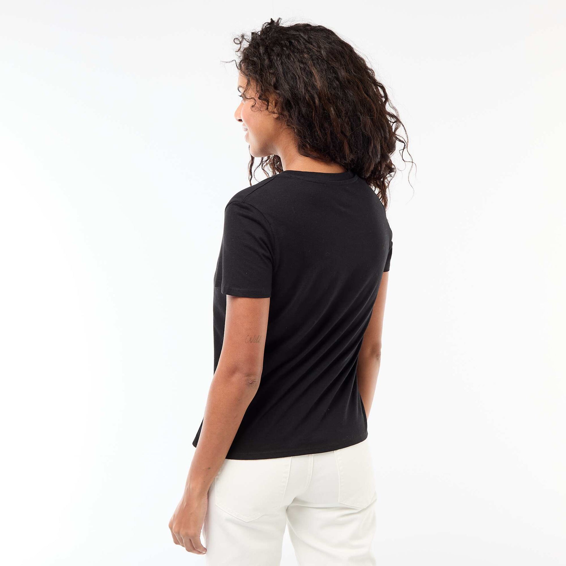 T-shirt à col V NOIR
