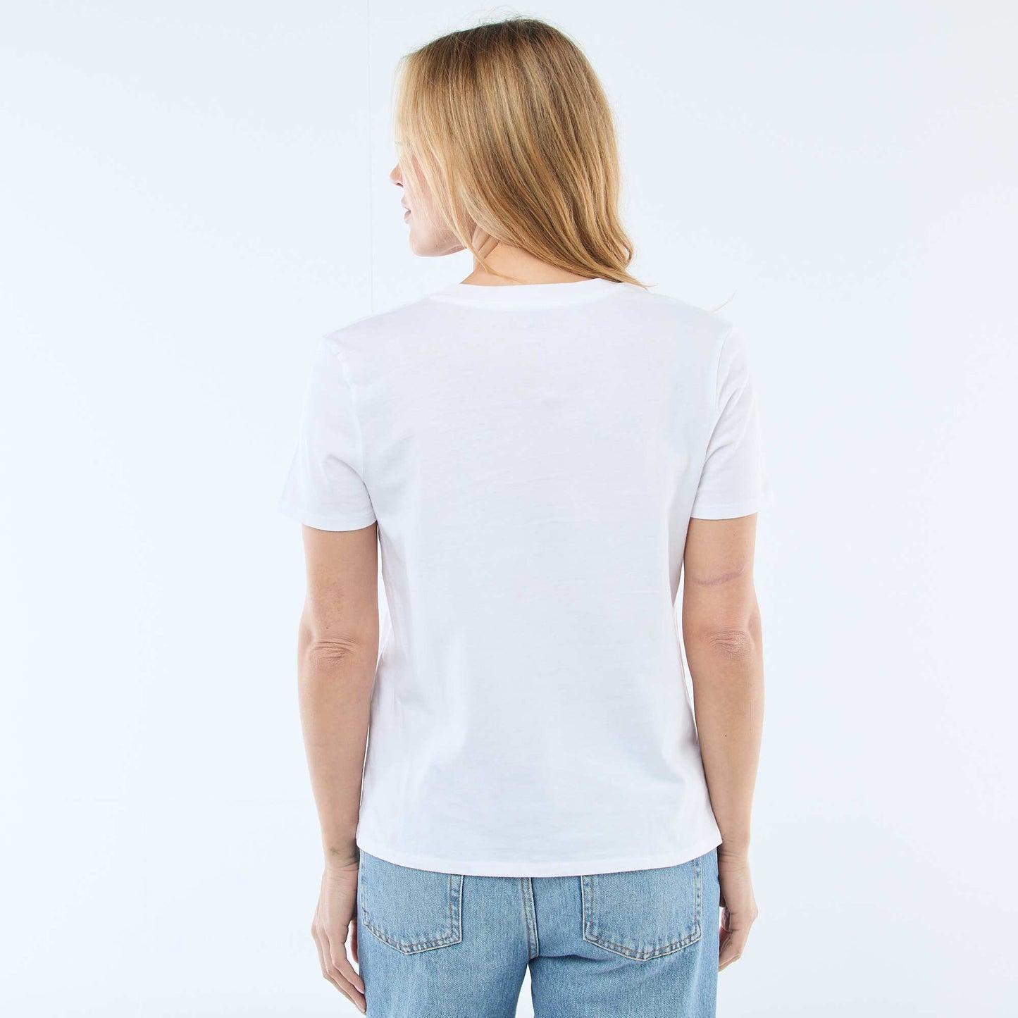 T-shirt à col V BLANC